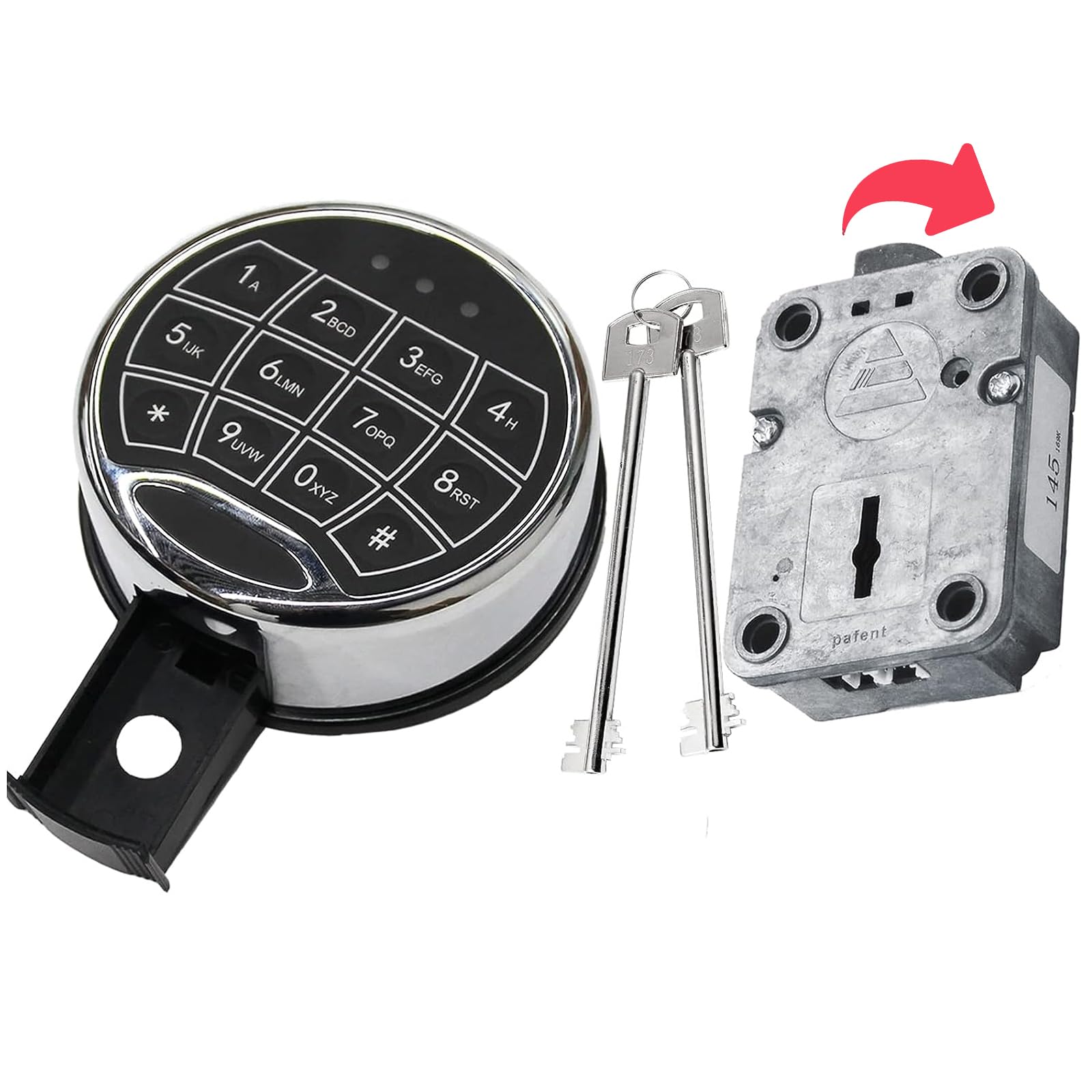 ITOPFOX  Digital Electronic Keypad Lock for Right Swing Bolt Safes Gun Safe Lock Replacement with Time Delay and 2 Emergency Keys