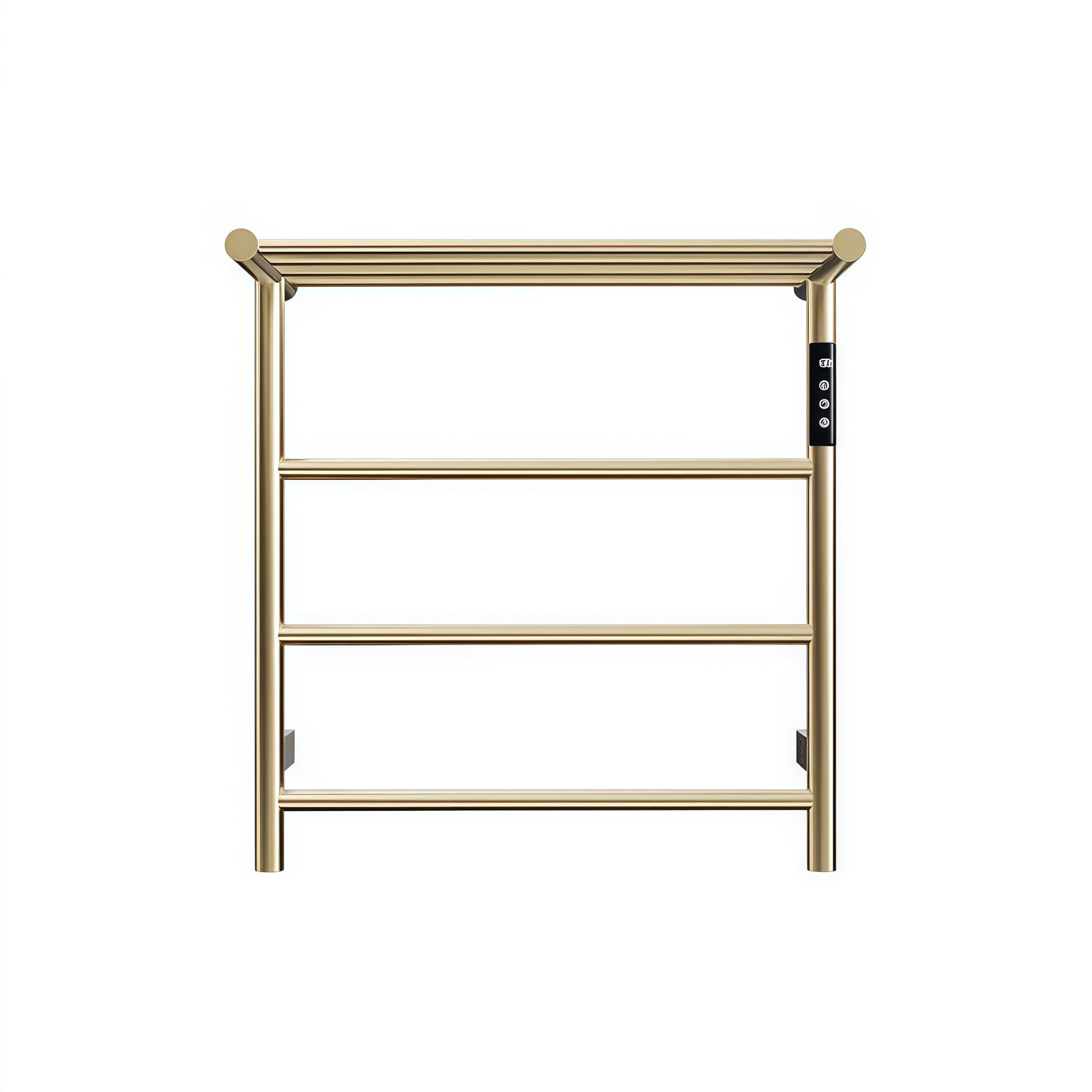 Numhew 24in W 3-Bar Polished 304 Stainless Steel Heated Towel Rack with Top Shelf Wall Mounted Warmer