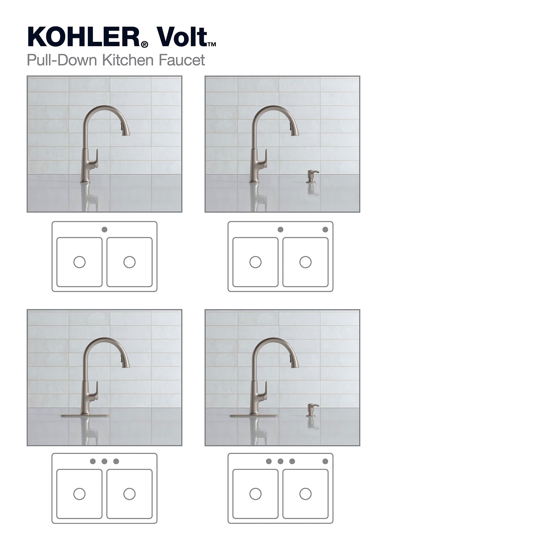 Kohler Volt Vibrant Stainless Single Handle Pull Down Kitchen Faucet With Sprayer Deck Plate 9738