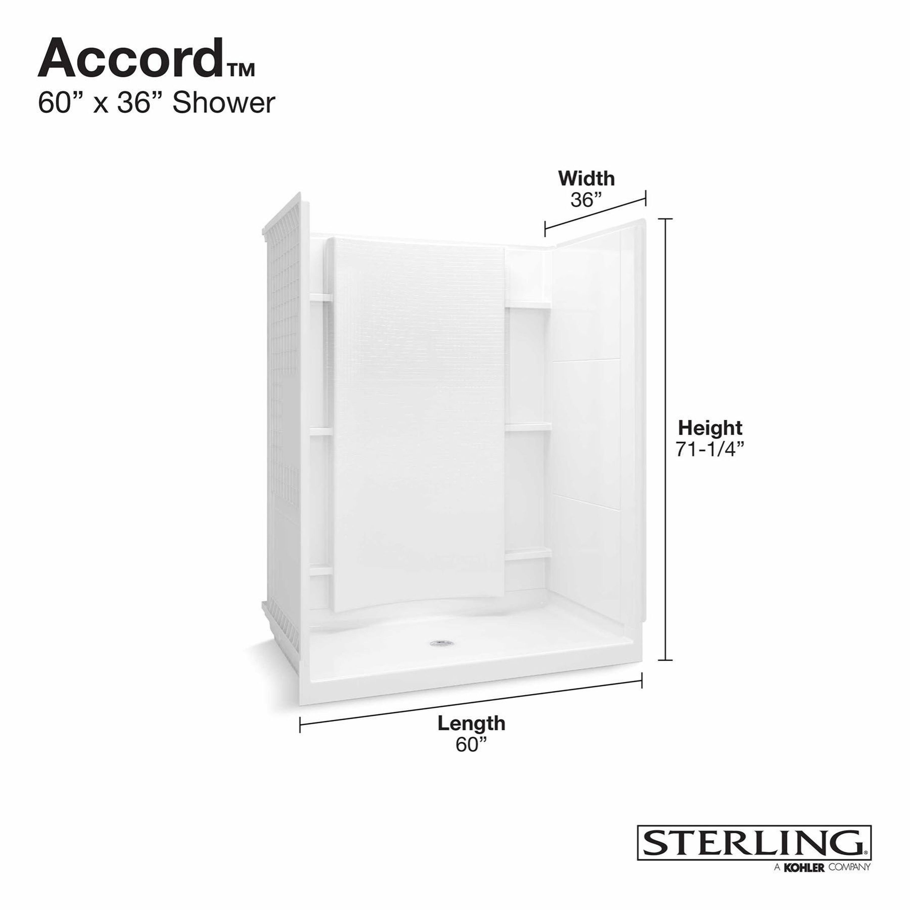 Sterling Accord 6-Piece 36-in W x 60-in L x 73-in H White Rectangular ...