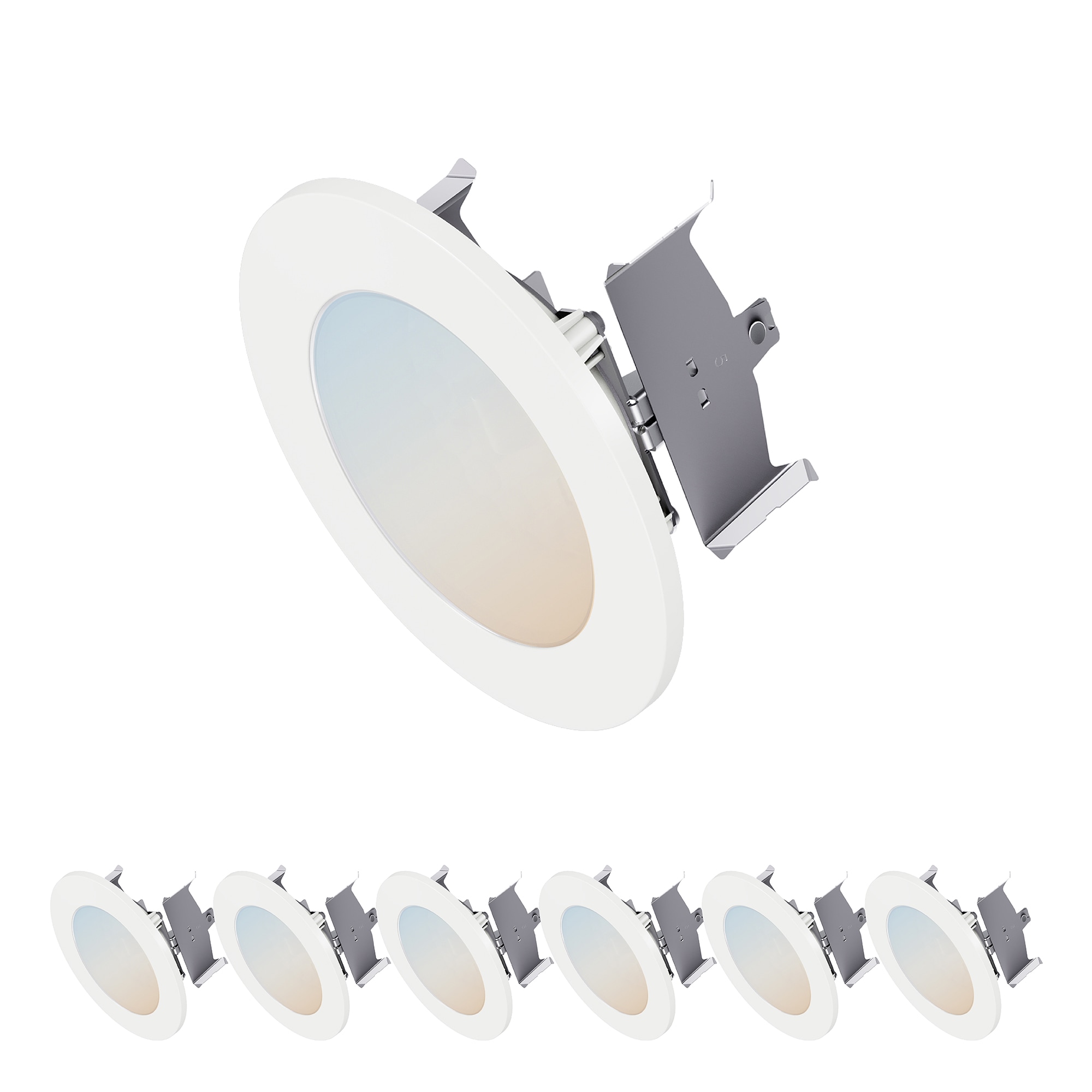 Halo HLB Series White 4-in 705 -Lumens Switchable white Round Dimmable LED Wet rated Recessed Downlight 6 -Pack #HLBT407FS5-6PK