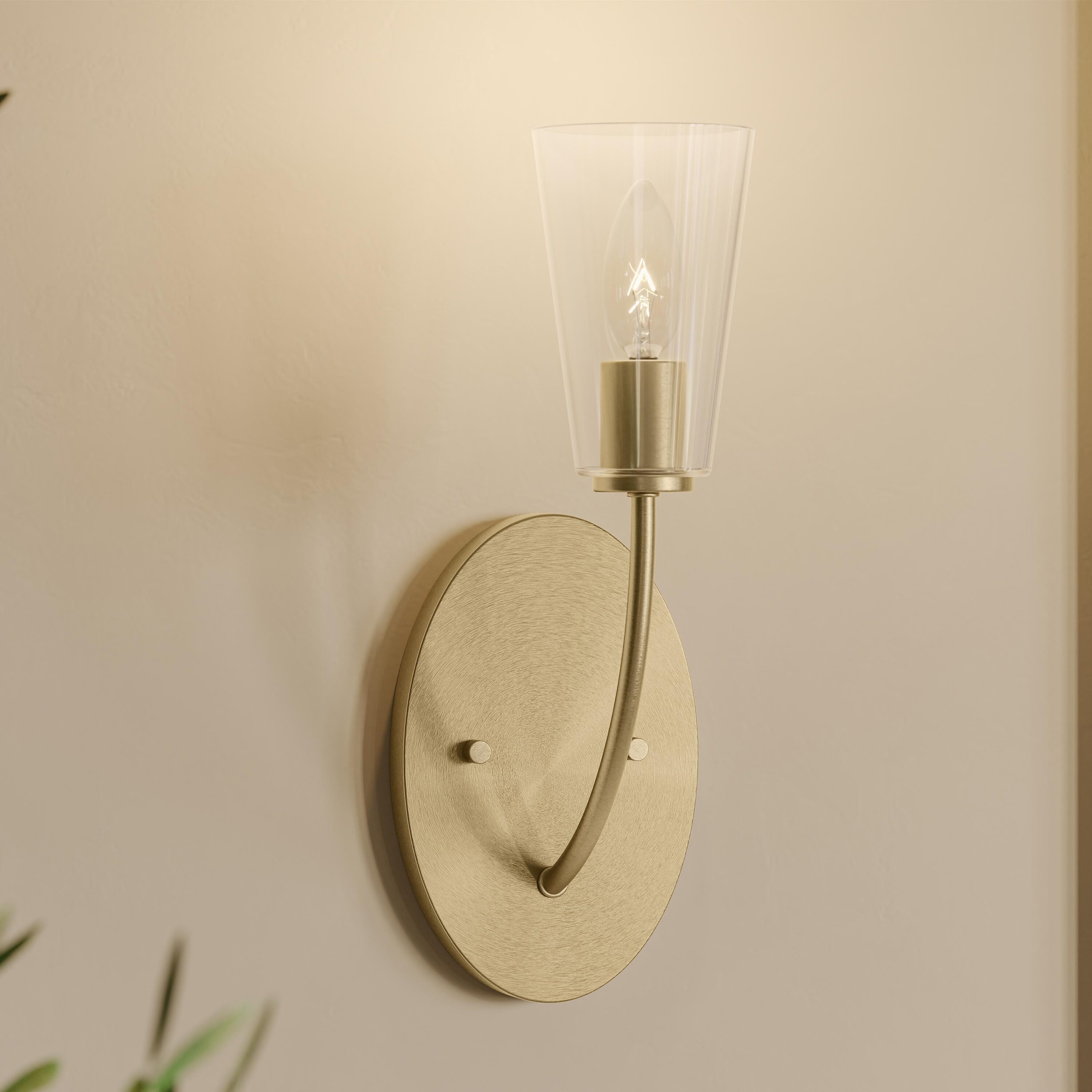 Progress Lighting Jheni 5-in W 1 -Light Brushed Gold Hardwired Outdoor Wall Sconce