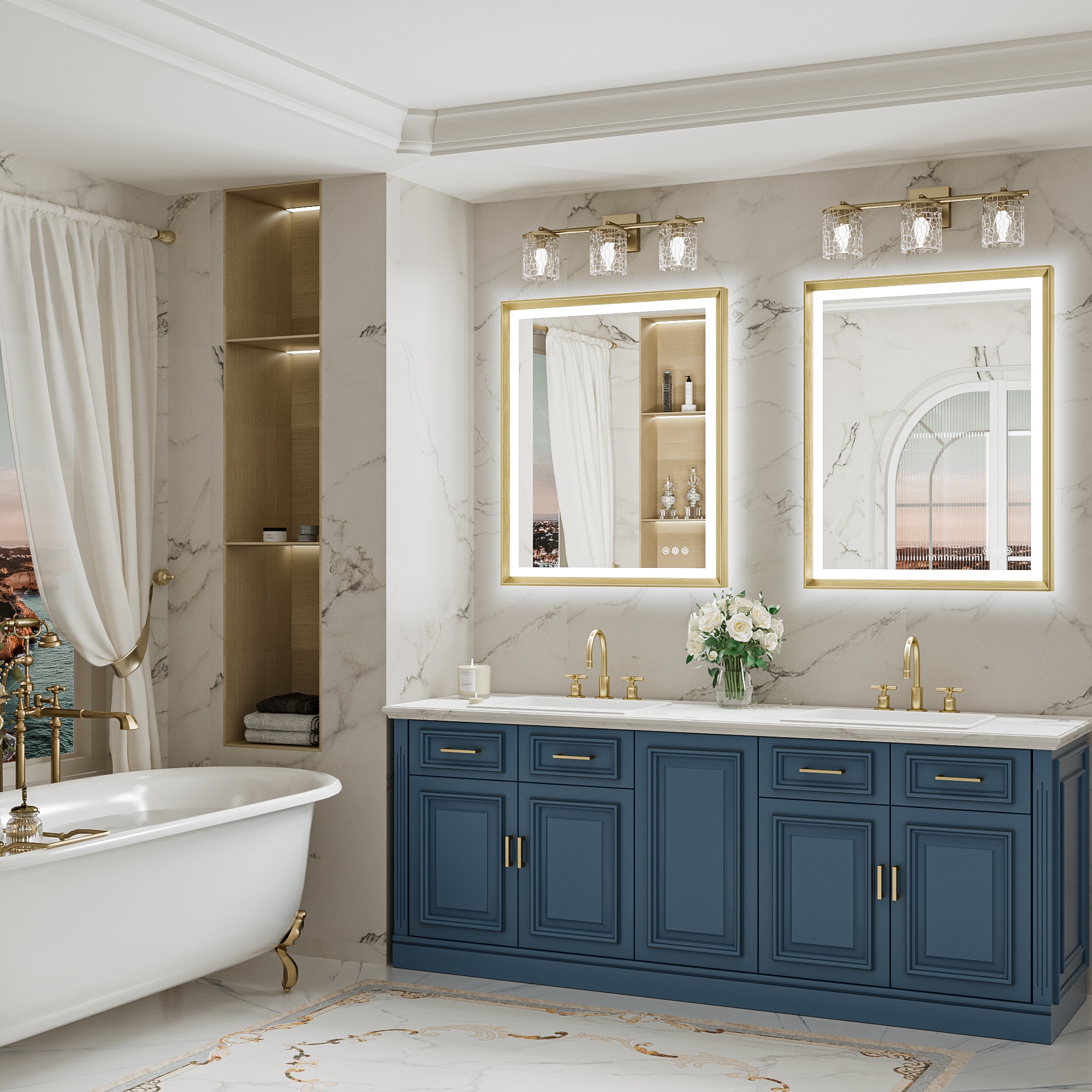 Keonjinn LW-ZBGSSW-7691GD Framed-Bath-Mirrors - View #2