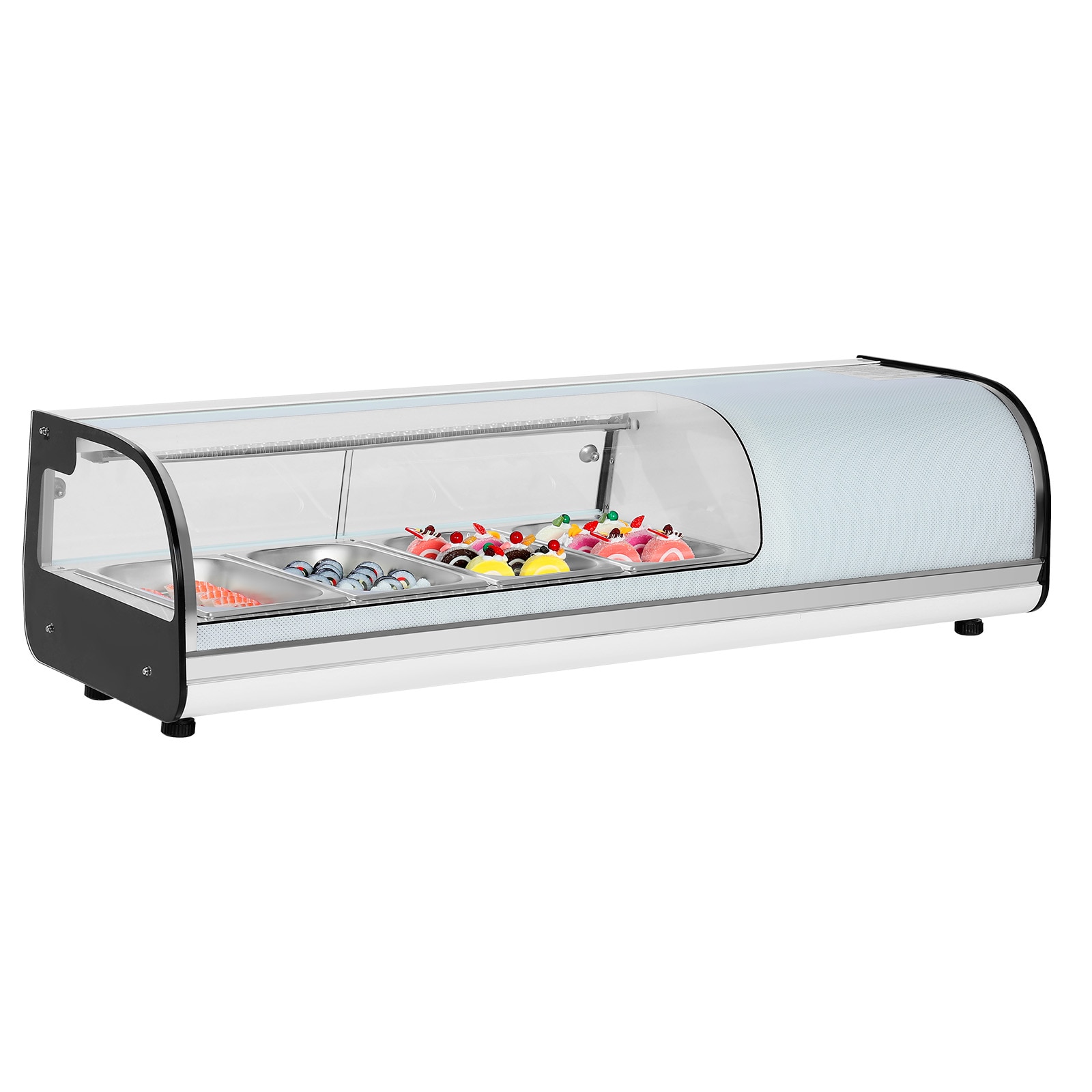 VEVOR - Sushi Display Case Refrigerator  1.5 Cu.ft Commercial Sushi Case  4-Pan Countertop  Showc...