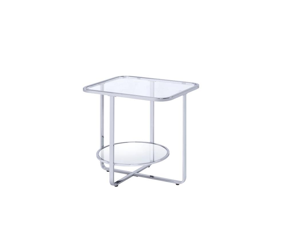 ACME FURNITURE 83932 Hollo 24-in W x 24-in H Chrome and Glass Modern End Table Assembly Required