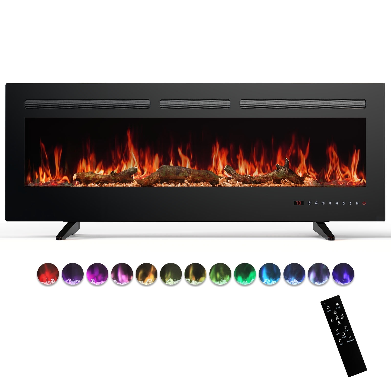 EdenDirect 50-in W x 18.11-in H Black Electric Fireplace Insert
