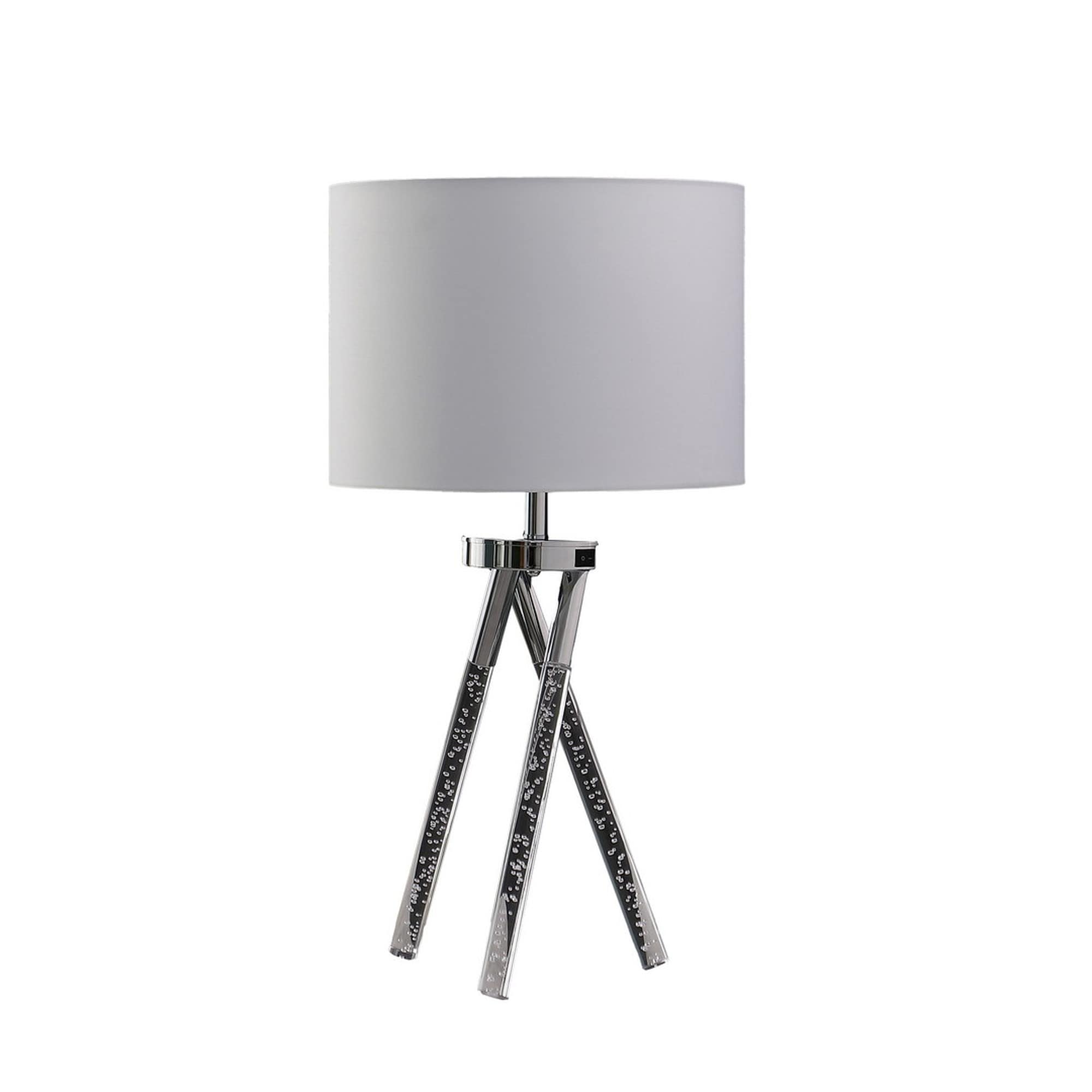 HyperDrop Cart 26.25-in H Silver Metal Table Lamp Acrylic Tapered Legs LED Accent Light for Living Room