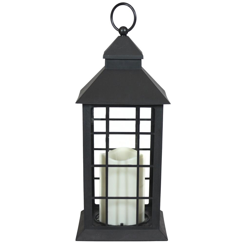 Metal Lantern with Battery Operated Candle - 13 Black - LumaBase