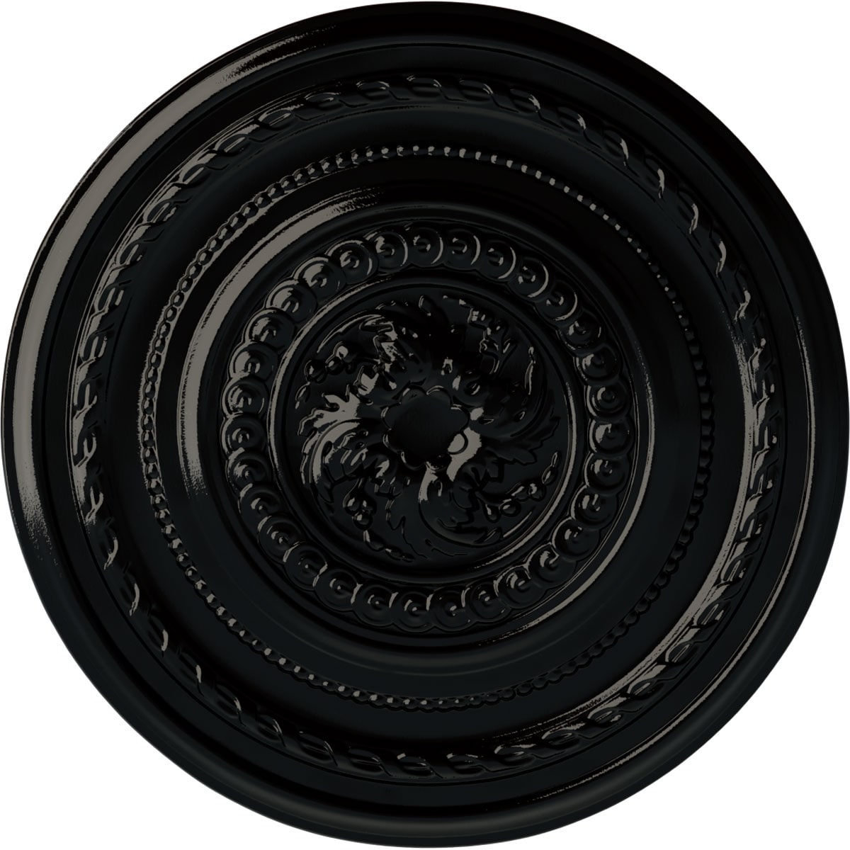 Ekena Millwork CM26PEBPS Pearl 26.25-in W x 26.25-in L Painted Black Pearl Polyurethane Whole Ceiling Medallion