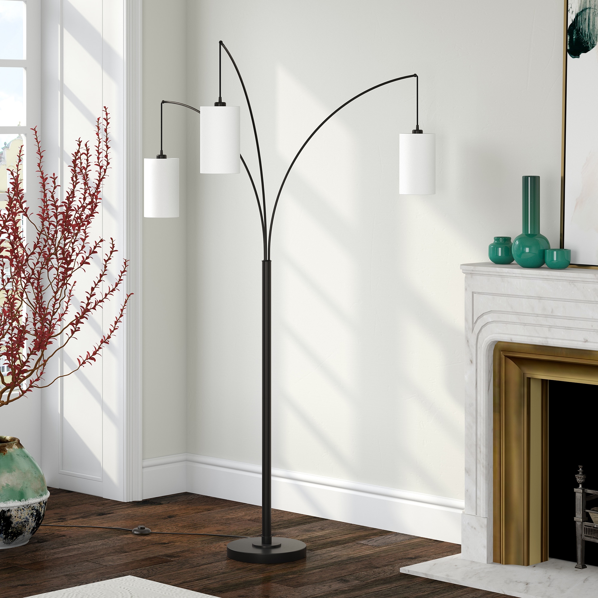 Hailey Home FL0832 Aspen 83-in Blackened Bronze Standard Floor Lamp with Fabric Shade