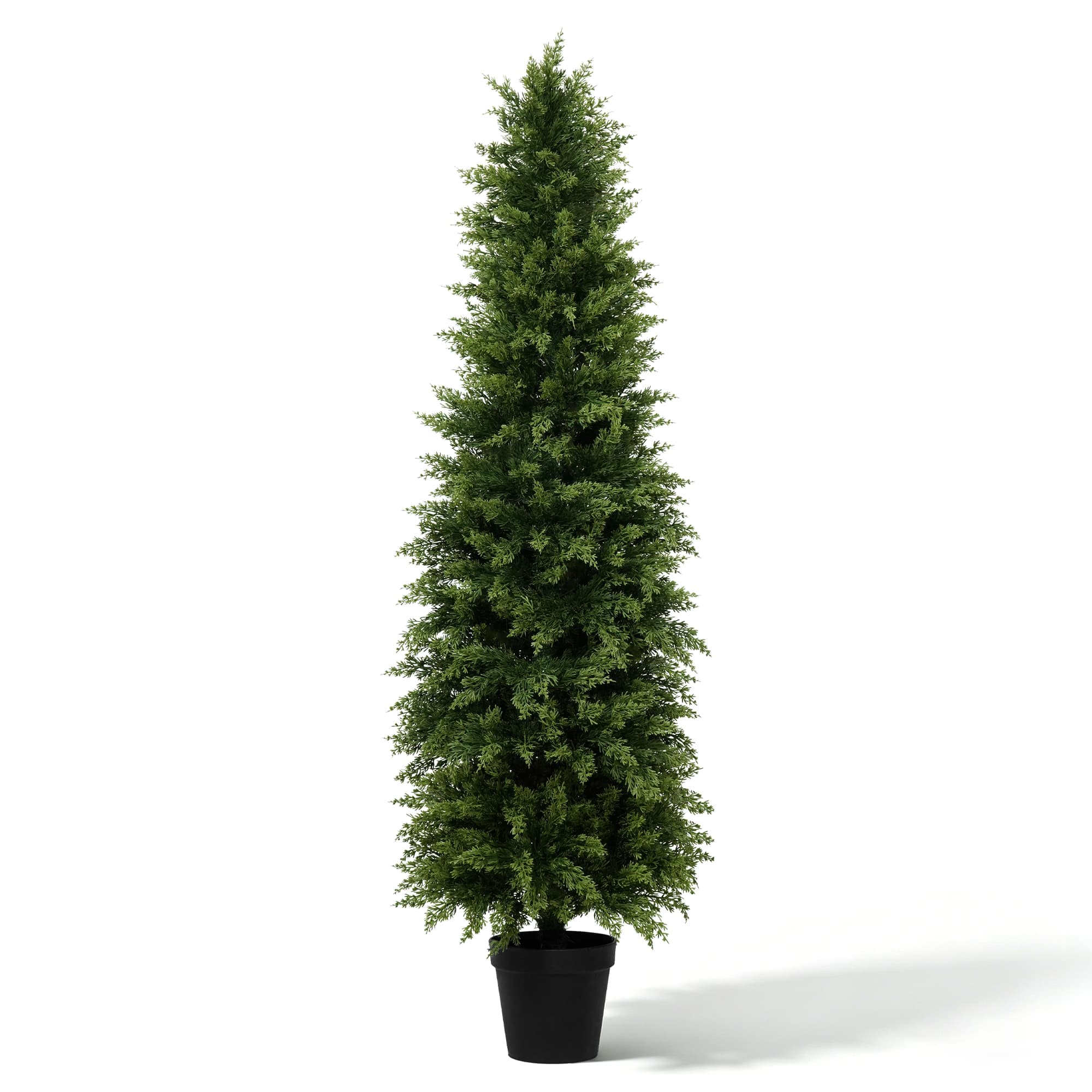 Vitalismo 72-in Green Indoor/Outdoor Floor Cypress Artificial Topiary Potted Cedar Tree Faux Plant UV Resistant Greenery Home Garden Decor 1 Pcs