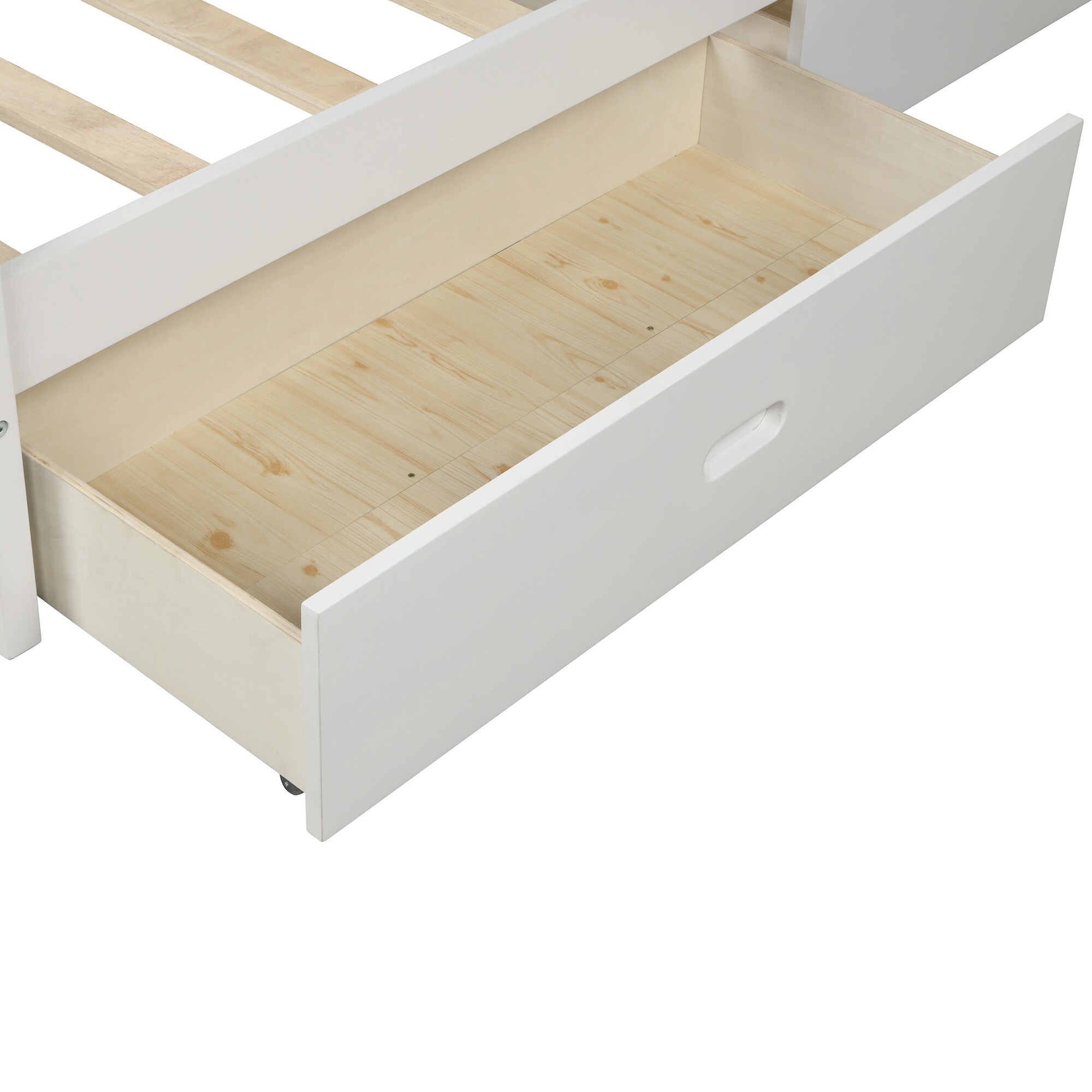 Qualler White Full Wood Platform Bed With Storage In The Beds ...