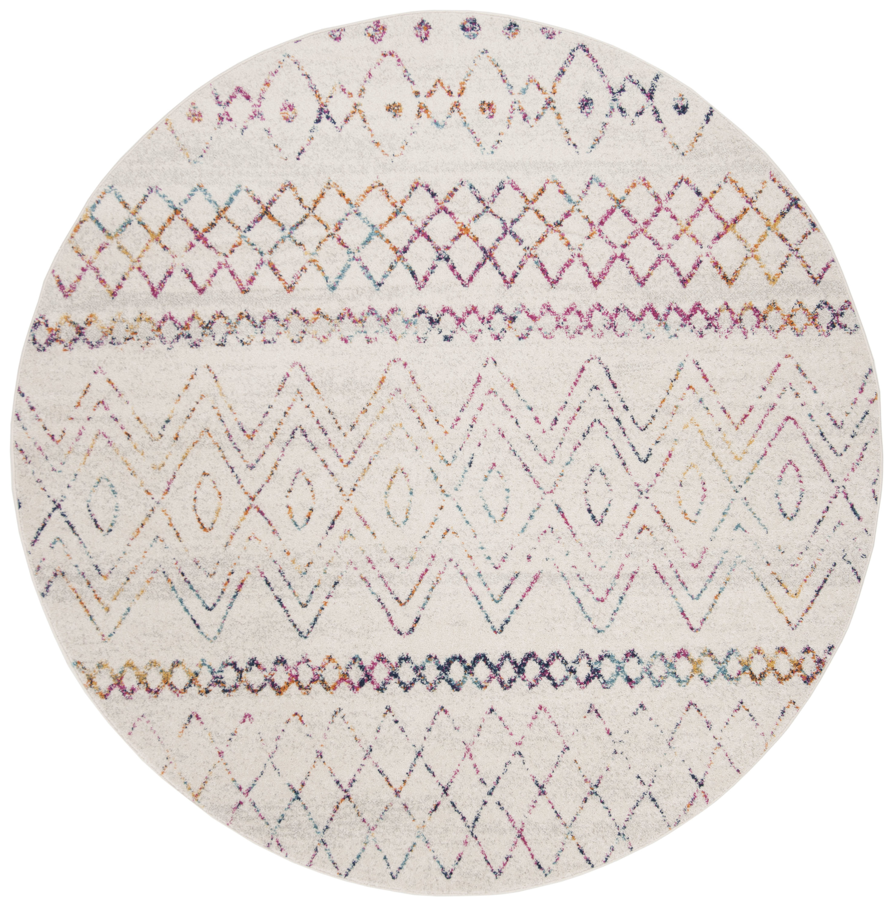 Safavieh MAD798A-9R Madison Kalab 9 x 9 (ft) Loomed Synthetic Ivory/Fuchsia Round Indoor Abstract Area rug