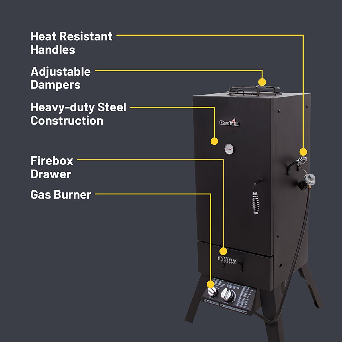 Char Broil 598 Sq in Black Gas Smoker at Lowes