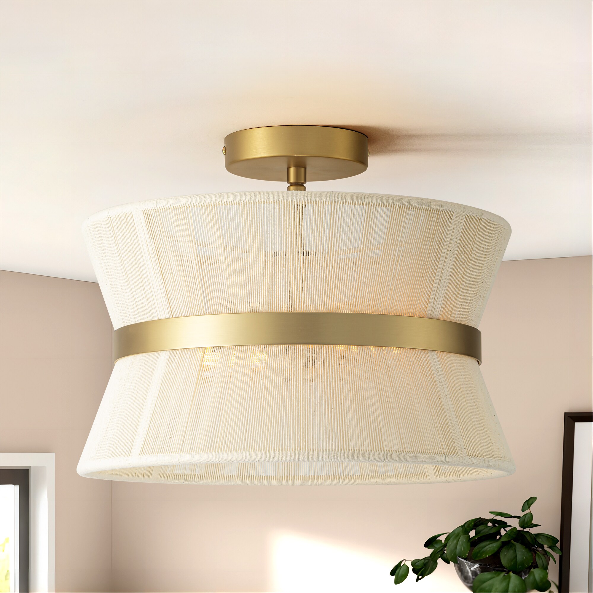 Rennnsan FL810150138 Maggie 2 -Light 13.7-in Brushed Gold Semi Flush Mount Light