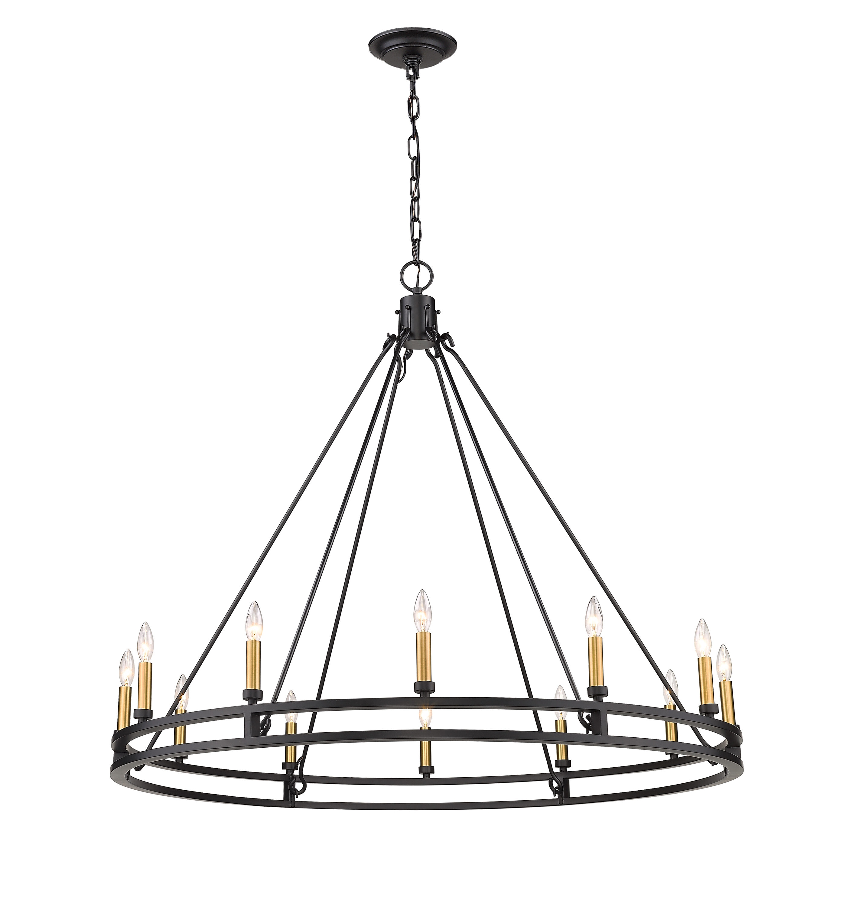 Dennison Geometric 12-Light Matte Black Metal Chandelier