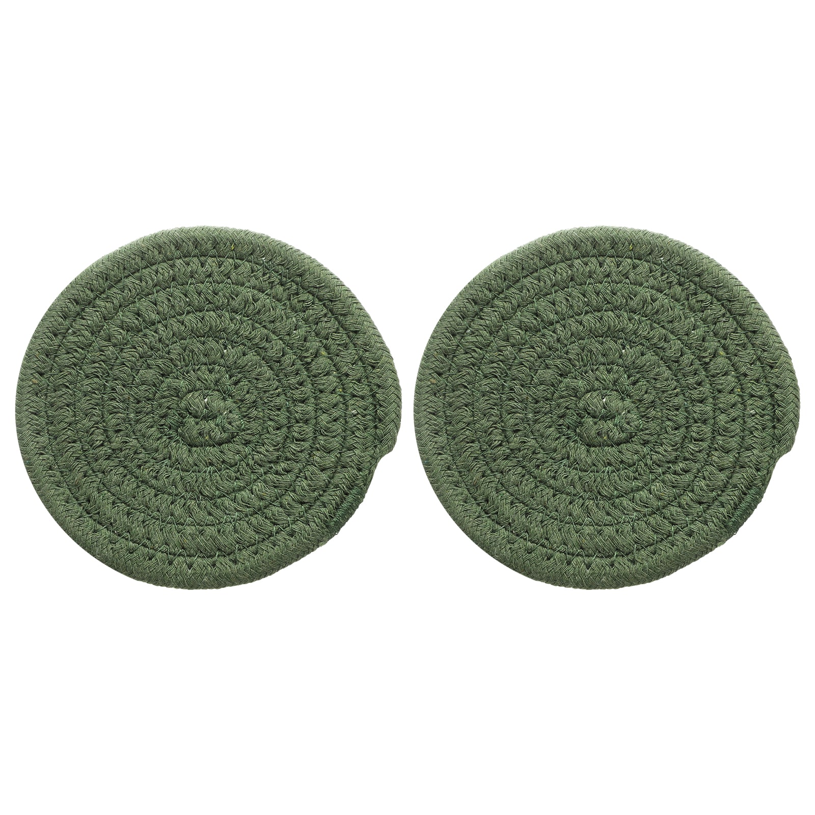Unique Bargains - 2pcs Round Braided Placemats 4.3inch Woven Placemats Kitchen Table Place Mats f...