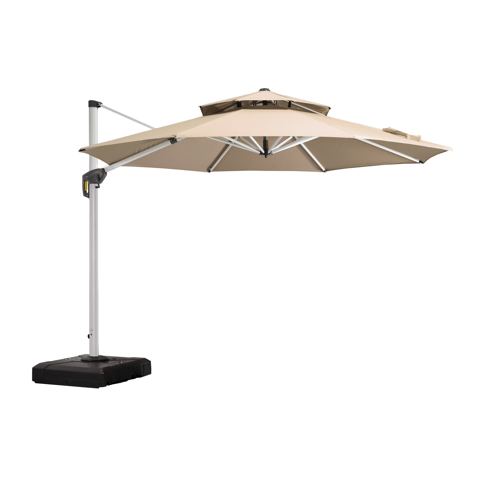 PURPLE LEAF LSLRR10-KK 10-ft Aluminum Beige Crank Cantilever Patio Umbrella