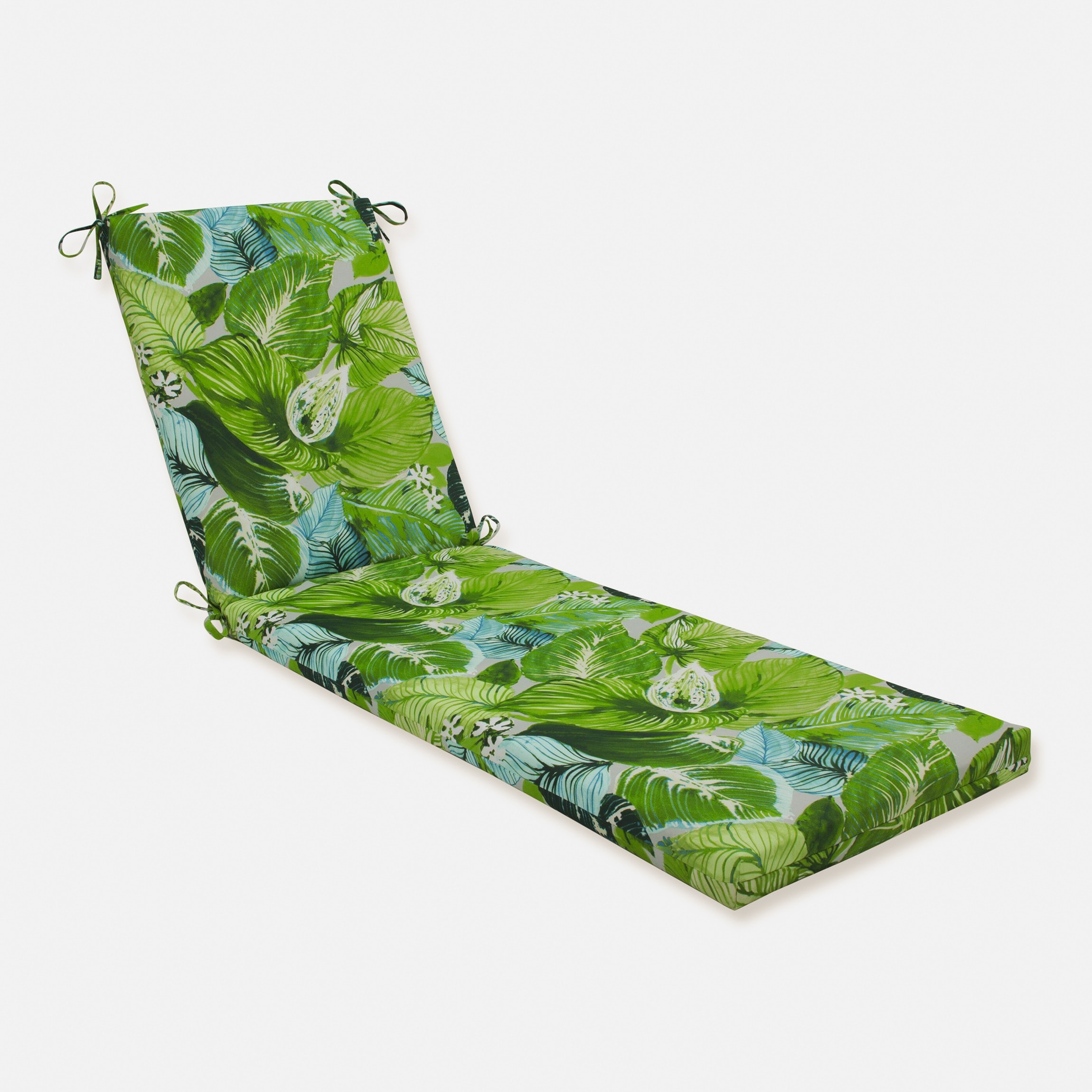 Pillow Perfect 639628 Lush Leaf Jungle 80-in x 23-in Green Patio chaise lounge chair cushion