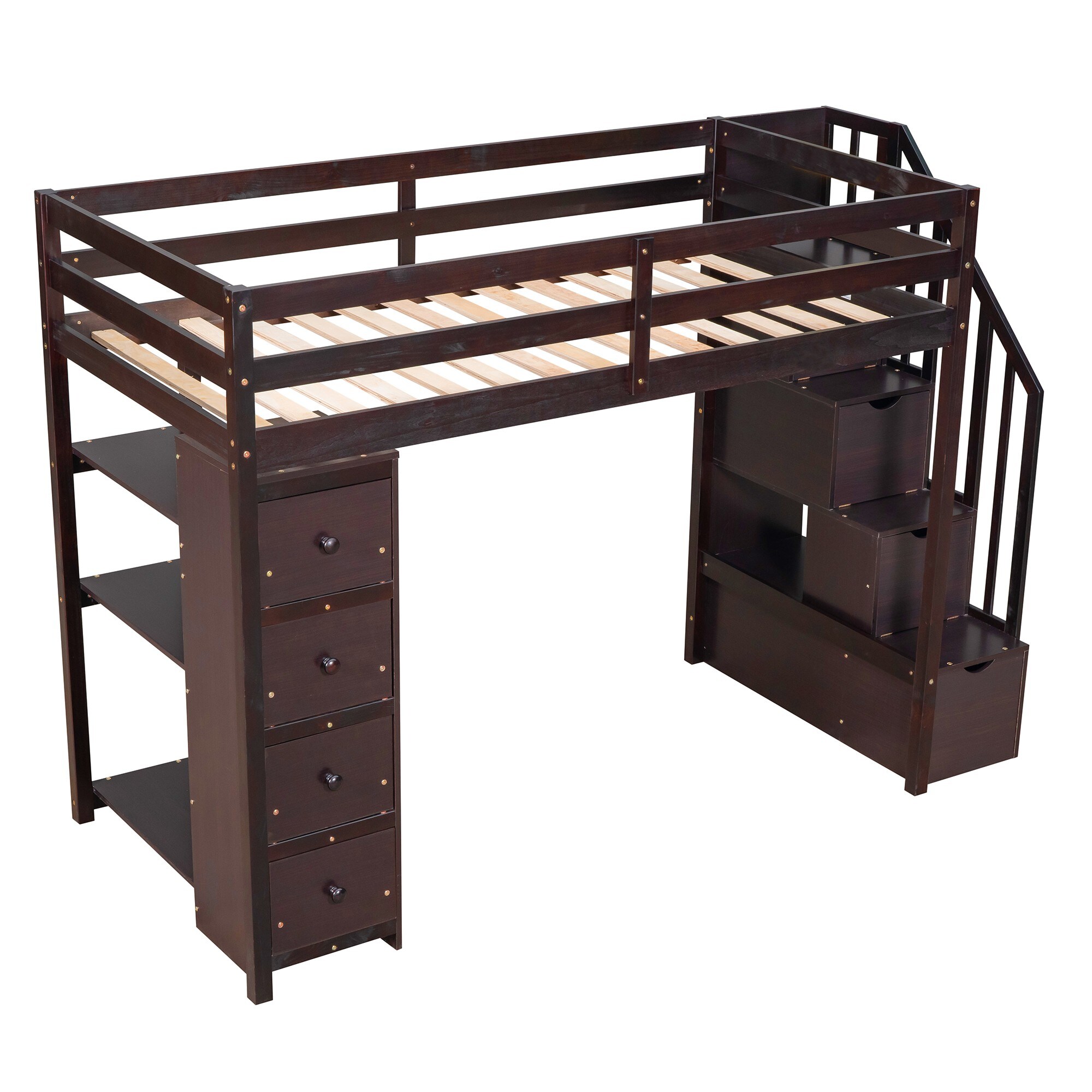 Yiekholo Espresso Twin Loft Bunk Bed in the Bunk Beds department at ...