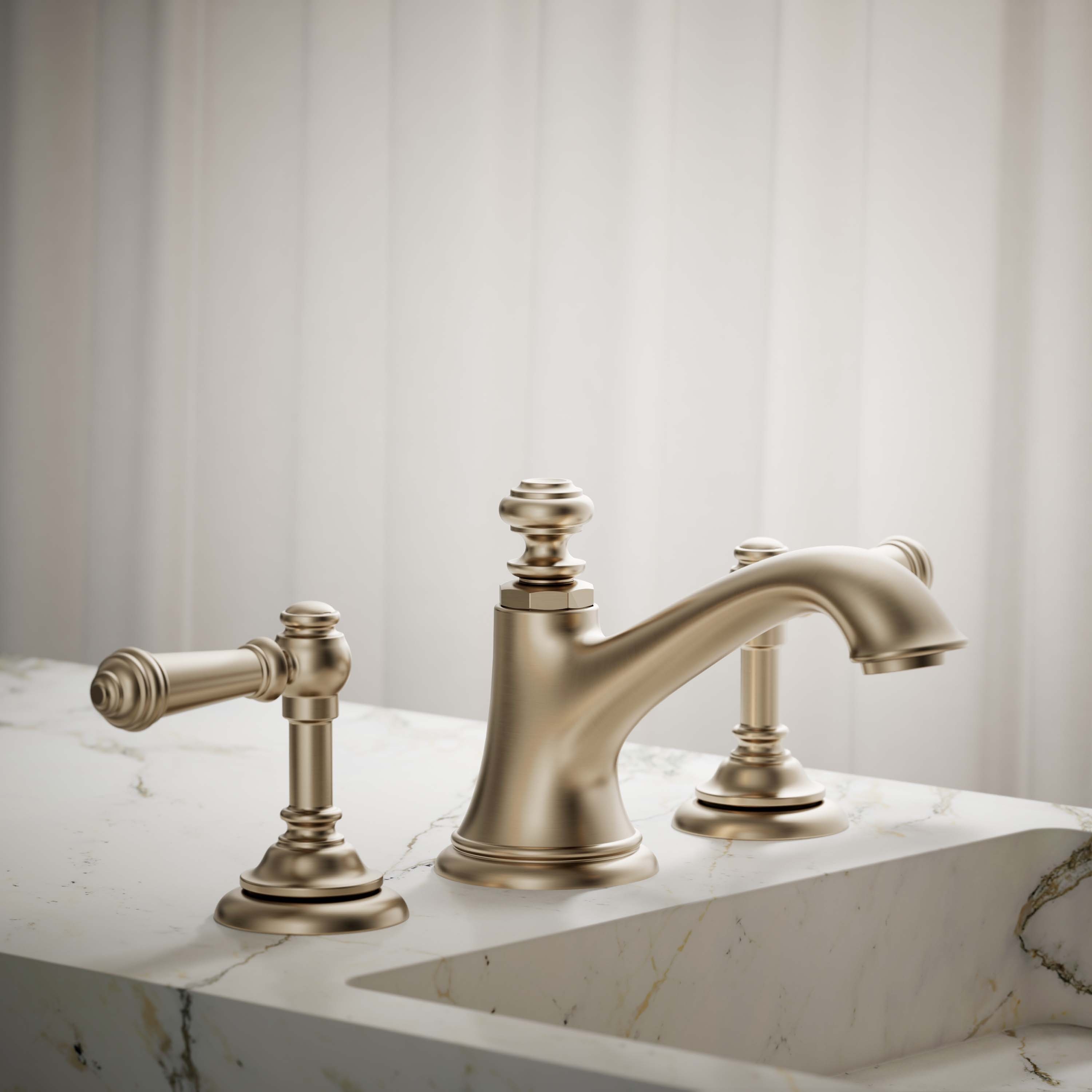 KOHLER 72759-BV Artifacts Vibrant Brushed Bronze Widespread Sold separately WaterSense Mid-arc Residential Touch-on Bathroom Sink Faucet with Drain