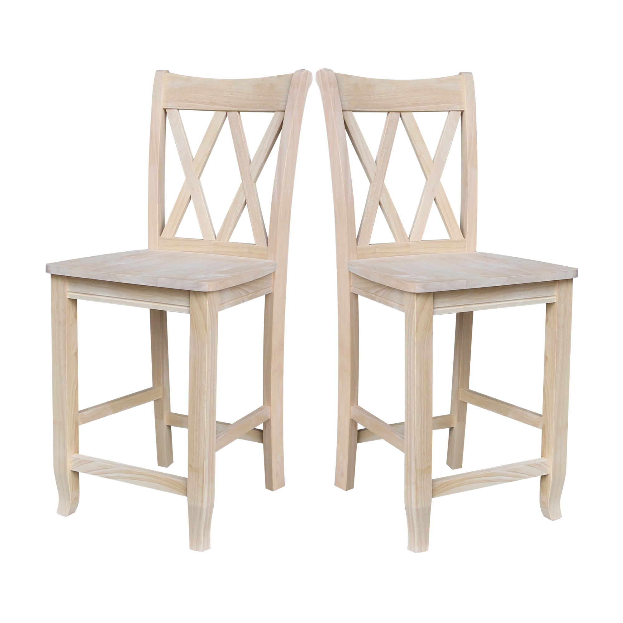 Eco-Friendly Parawood 24" Swivel Double X-Back Barstool - Unfinished