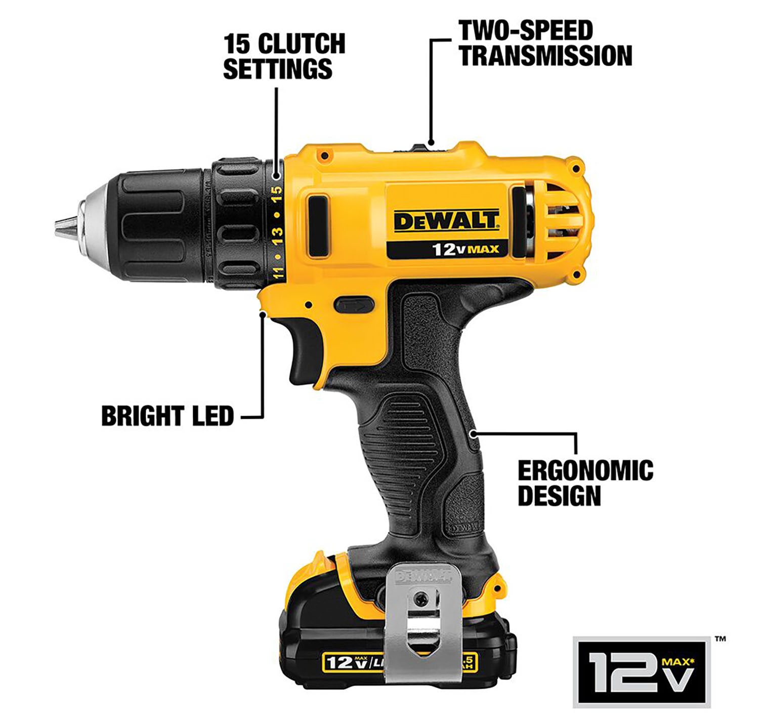  DEWALT 12V MAX* Cordless Drill / Driver Kit, 3/8-Inch  (DCD710S2) : Tools & Home Improvement