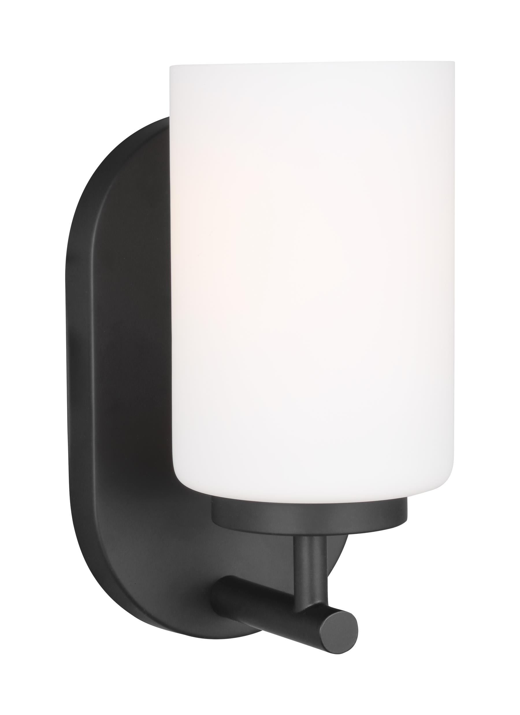 Midnight Black Bronze 1-Light Wall Sconce with Opal Glass Shade