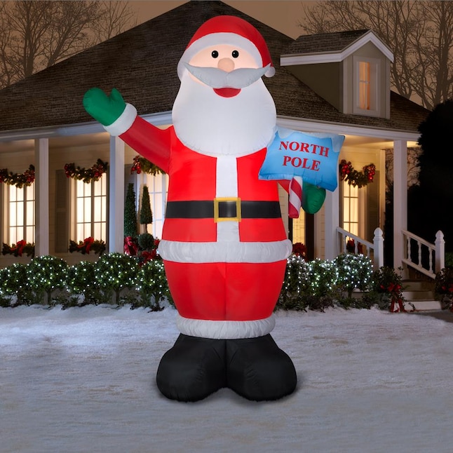 Holiday Living 12.01-ft Lighted Santa Christmas Inflatable at Lowes.com