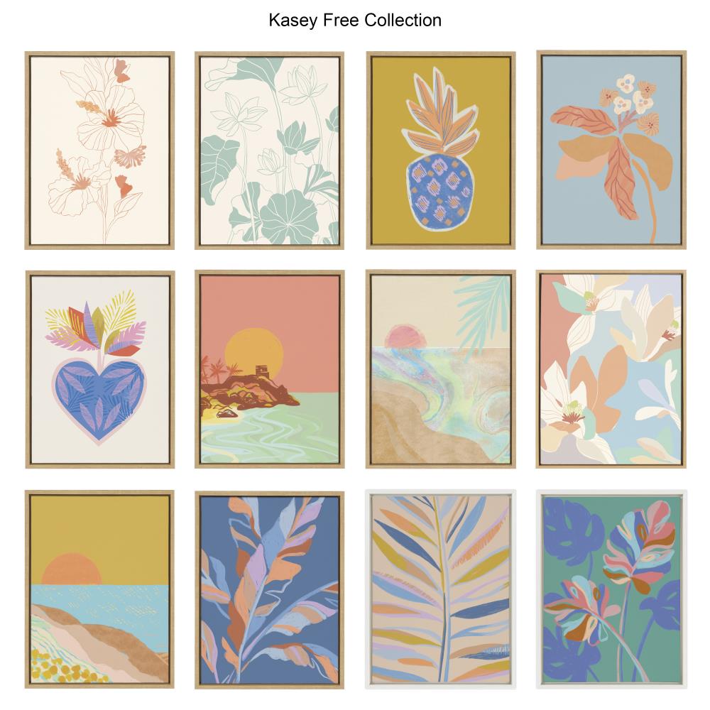 Kate and Laurel Brown Framed 33-in H x 23-in W Floral Print on Canvas ...