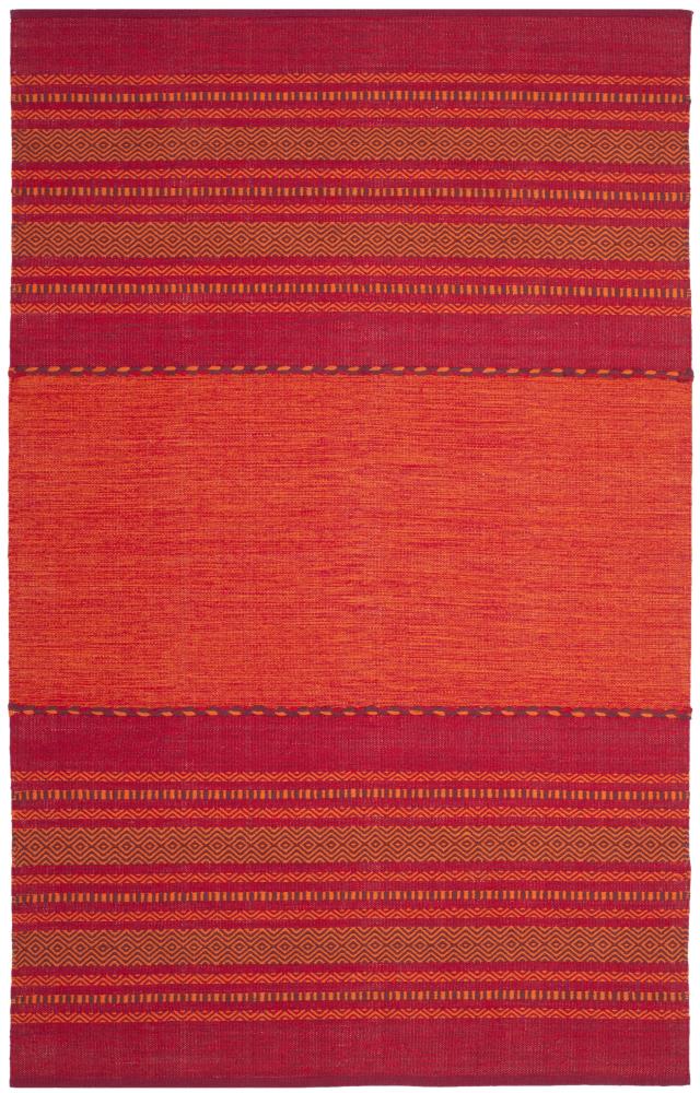 Safavieh MTK215A-6 Montauk Binalong 6 x 9 (ft) Cotton Orange/Red Rectangular Indoor Stripe Area rug