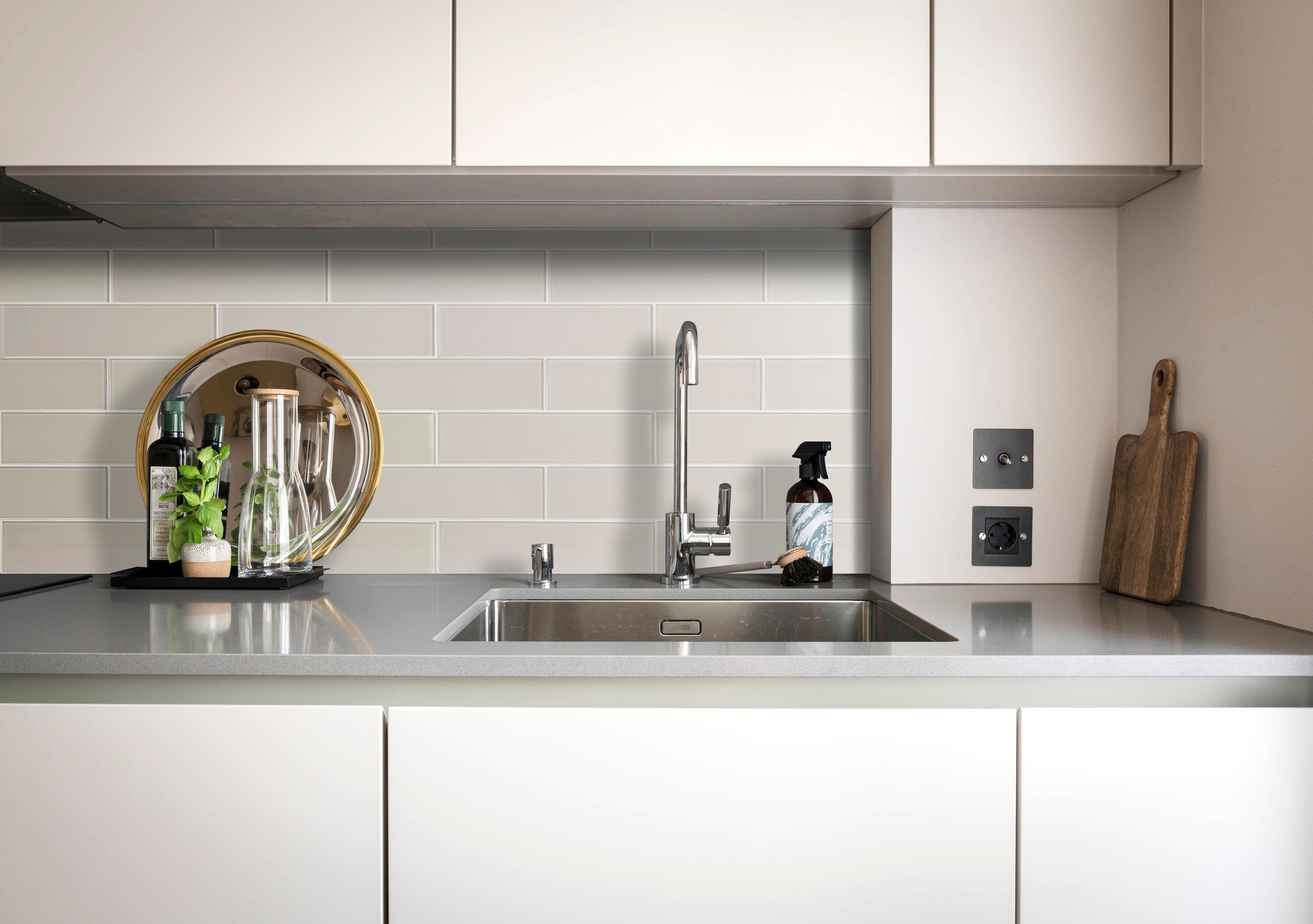 Ivory Polished Glass Subway Tile for Walls and Backsplashes