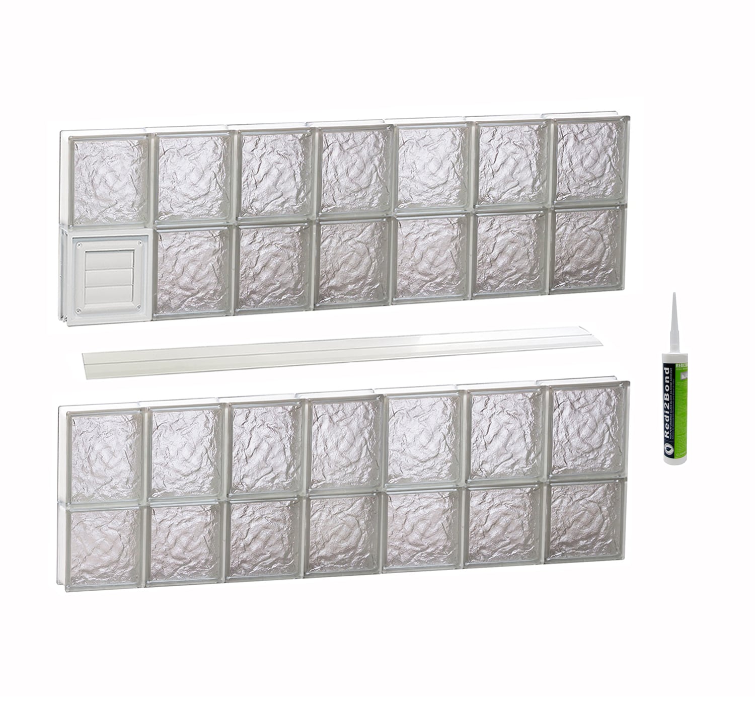 REDI2SET D4230IS Ice Glass 40-1/4-in x 29-in Frameless Replacement Dryer vent Glass Block Window