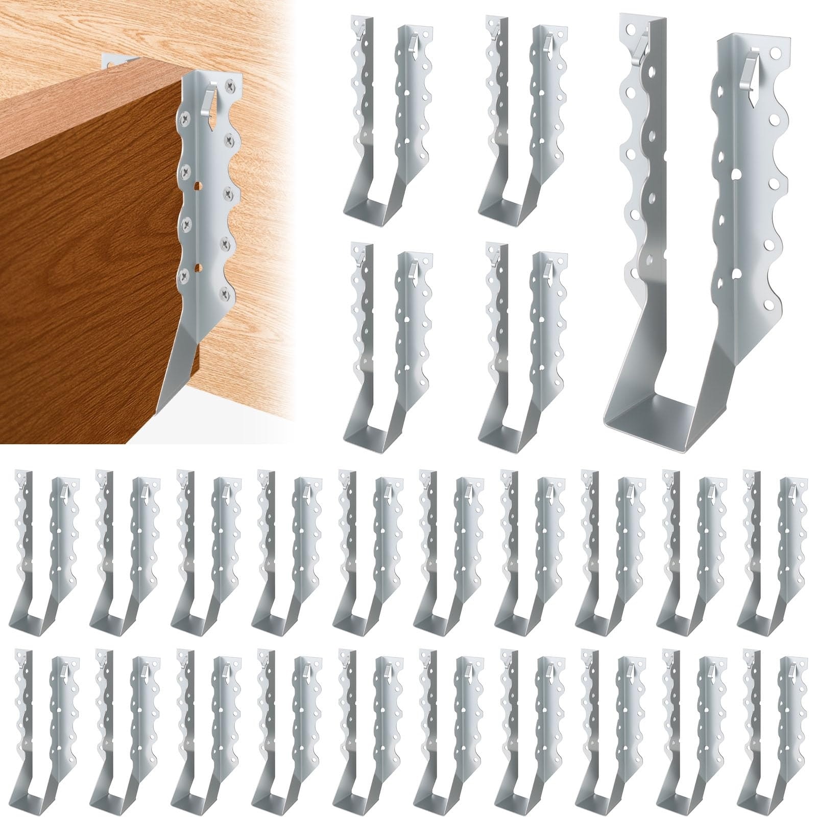 Phyfalip 25 Pack 2x6 Joist Hangers 20 Gauge Galvanized Steel Face Mount Brackets for Wood Framed Deck Floor Ceiling Roof Hurricane Tie #LPF0502Z14