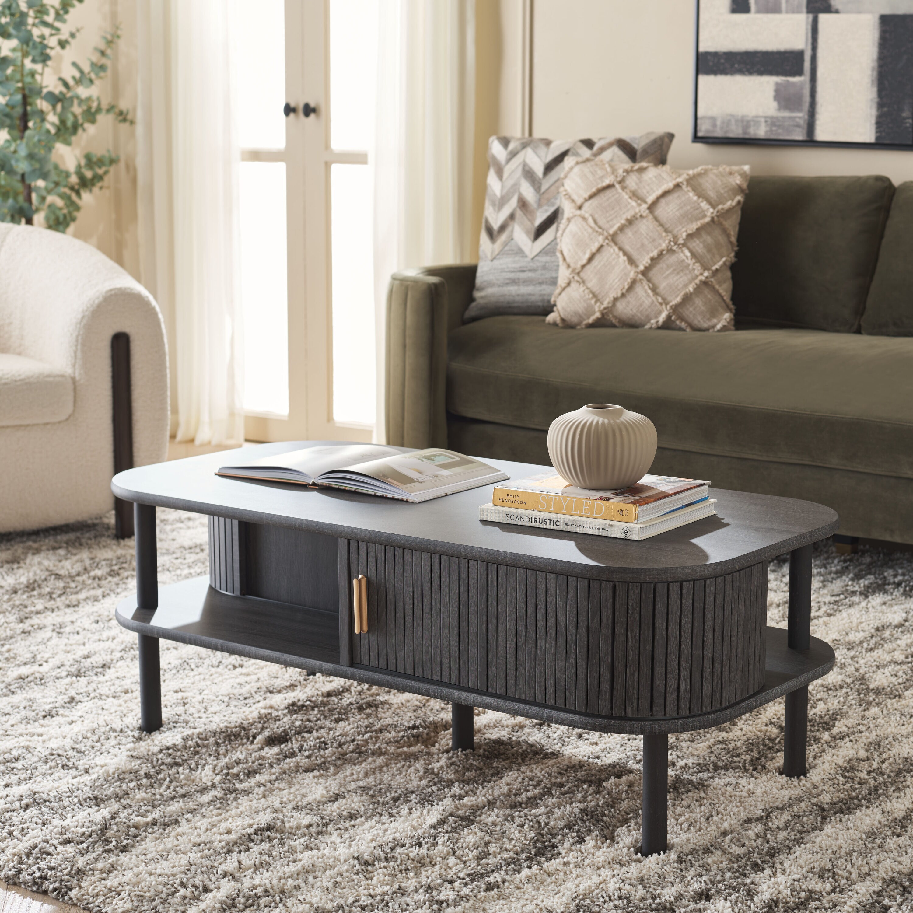 Safavieh COF9606E Tealla Paper Laminate MDF Modern Coffee Table with Storage