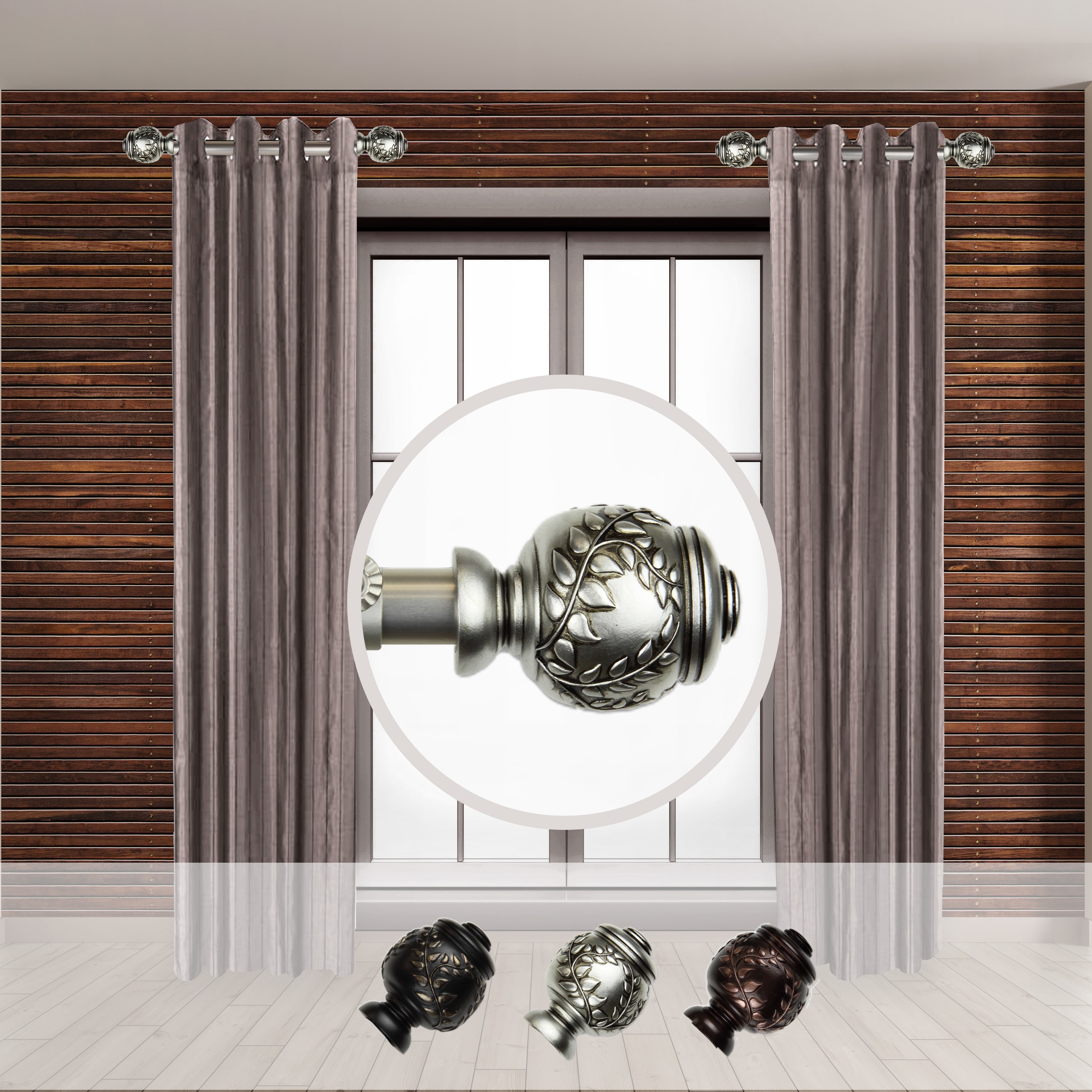 Hart & Harlow LO-SIDE100-29-5 Nigel 1-in 12-in to 20-in Satin Nickel Steel Side curtain rod with Finials