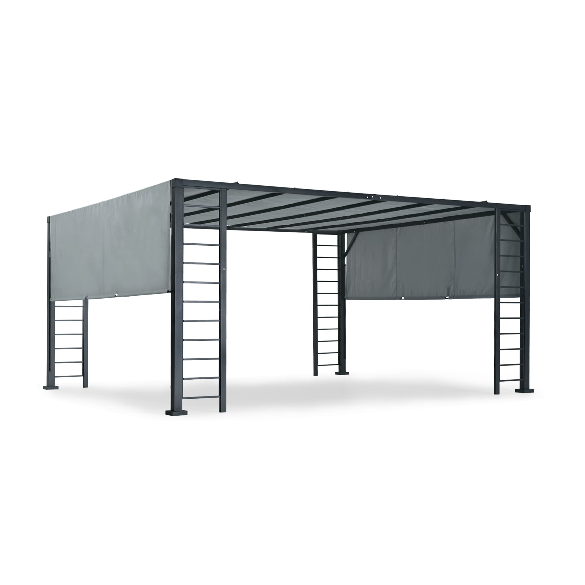  EL-ZPPLZ1315-H-WL3 13-ft 6-in W x 14-ft 10-in L x 7-ft 3-in H Gray Metal Freestanding Pergola with Canopy