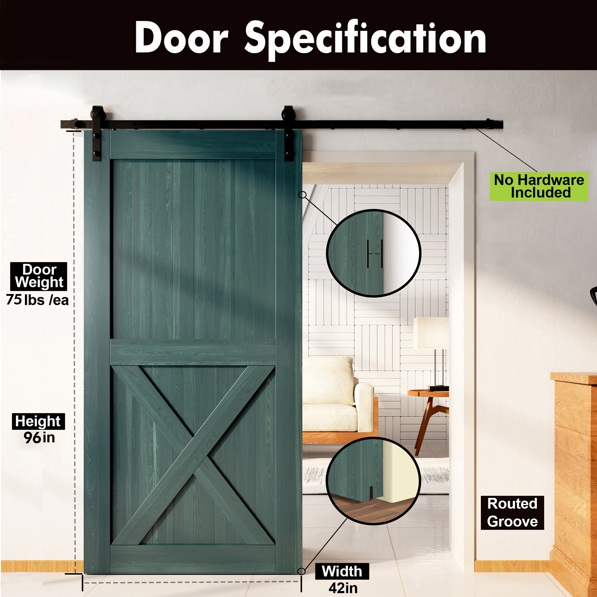 HOMACER 4296-X-RP Barn-Doors - View #3
