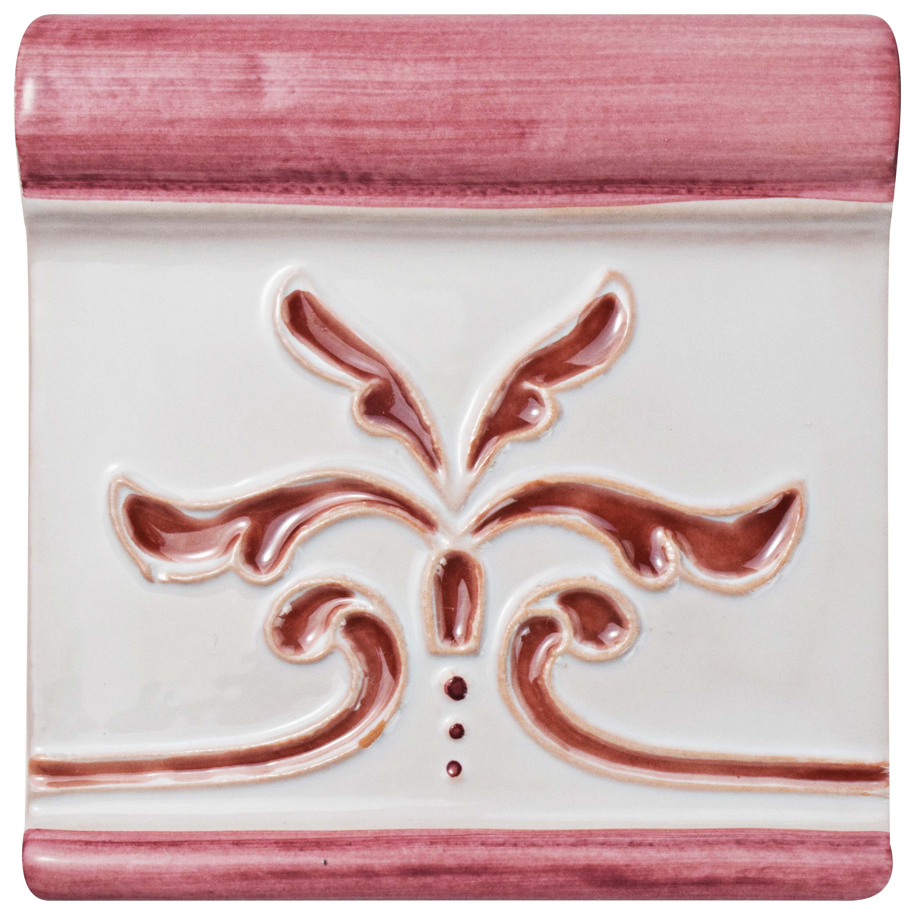 Affinity Tile WNUNBRFE Novecento Friso Evoli Burdeos 5-1/8-in x 5-1/8-in Glossy Ceramic Bullnose Tile ( 1.14-sq ft / Carton ) 6 -Pack