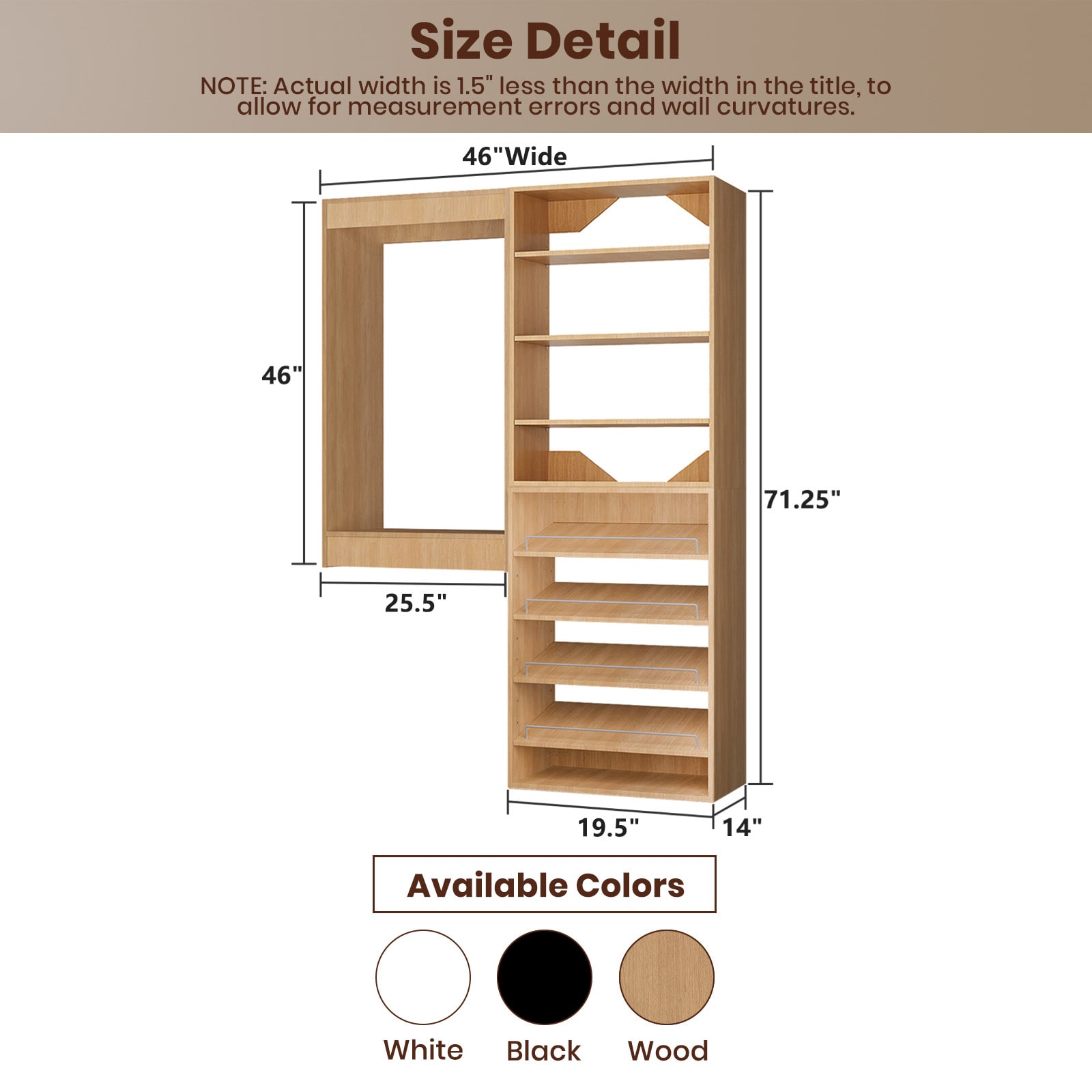 LOVMOR LO-MODEL15-20-ZJL Wood-Closet-Shelves - View #2