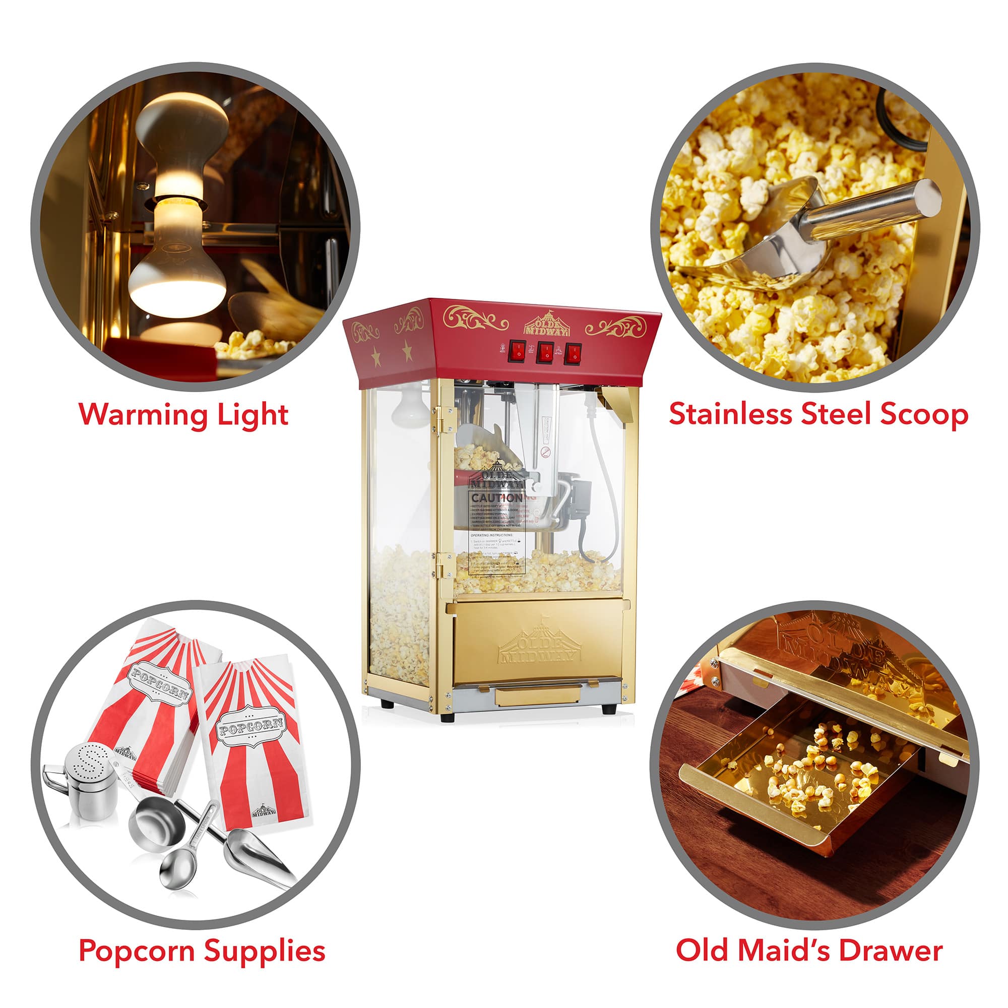 Olde Midway CON-POP-8930-RED Popcorn-Makers - View #6