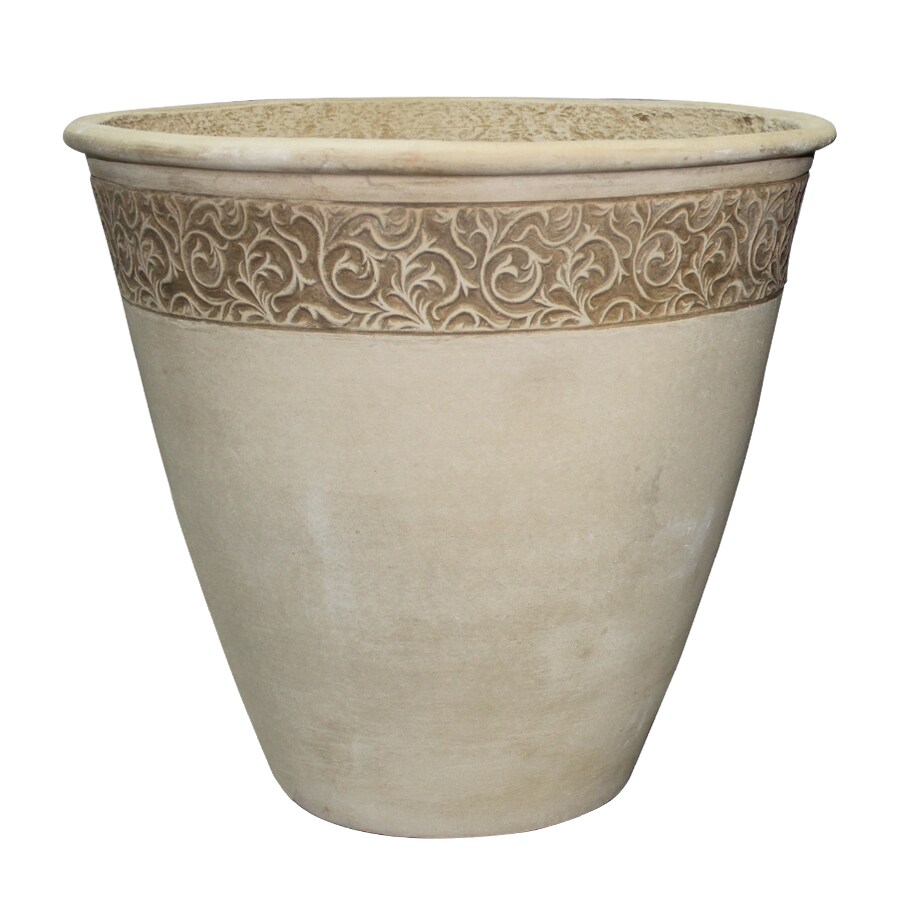 Garden Treasures GRC-035688 17-in W x 16-in H Yellow Concrete Planter