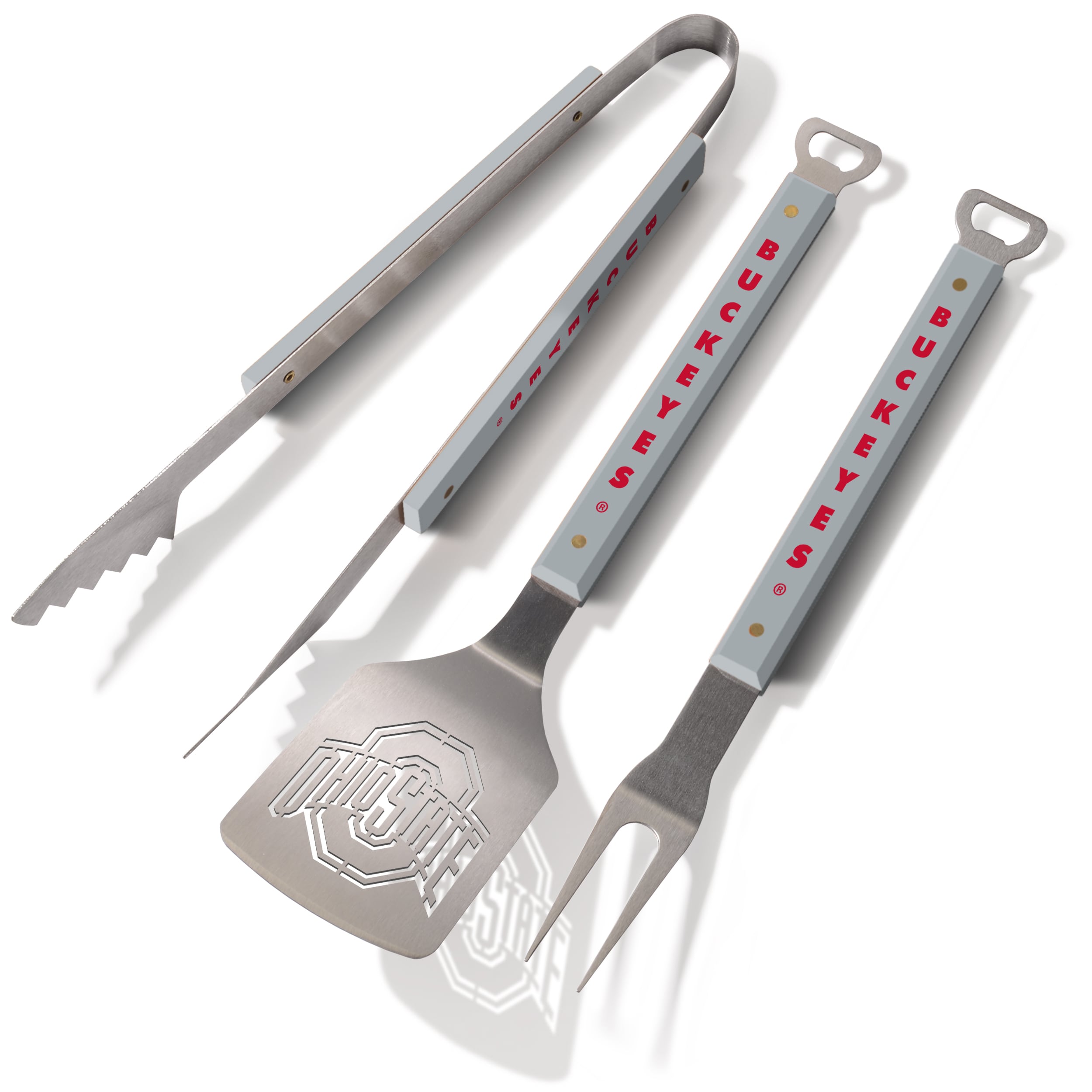 Sportula 9028529 Ohio State Buckeyes Spirit Series 3-Piece BBQ Set 3 -Piece Stainless steel Tool set