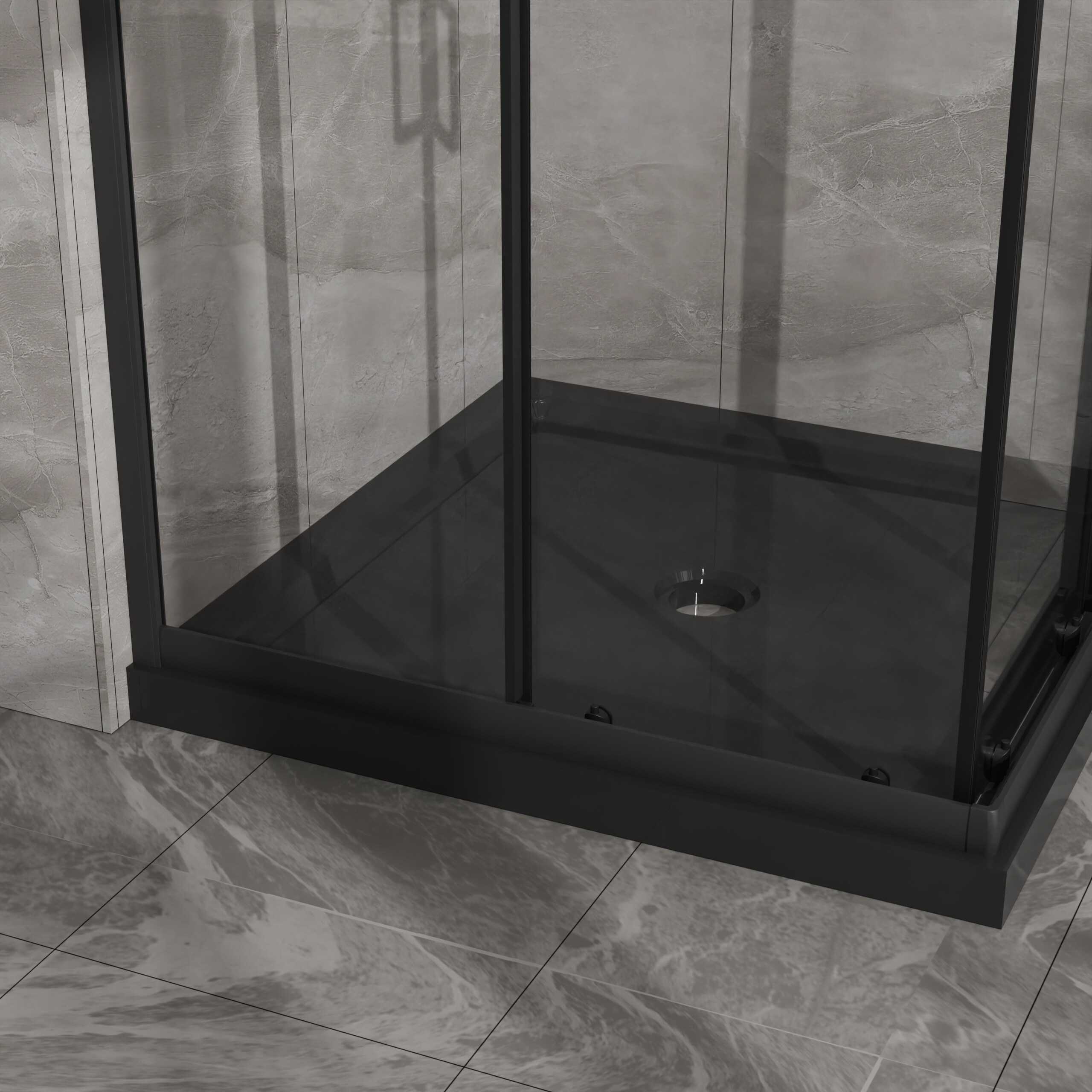 Tatayosi 36x36x72 in Corner Shower Enclosure with Black Base