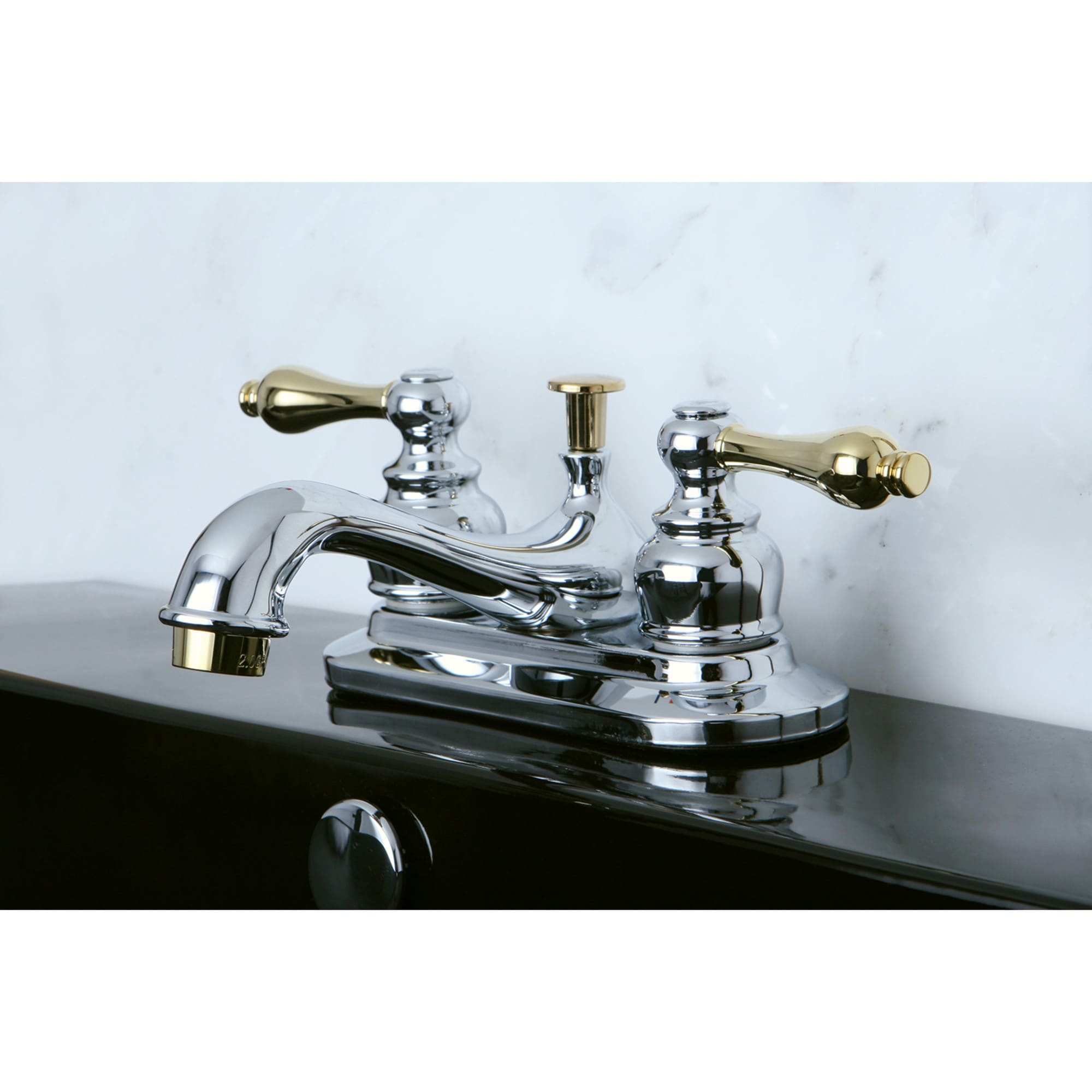 Elements of Design EB604AL Elizabeth Chrome/polished brass 4-in centerset 2-handle Low-arc Residential Handle Bathroom Sink Faucet with Drain