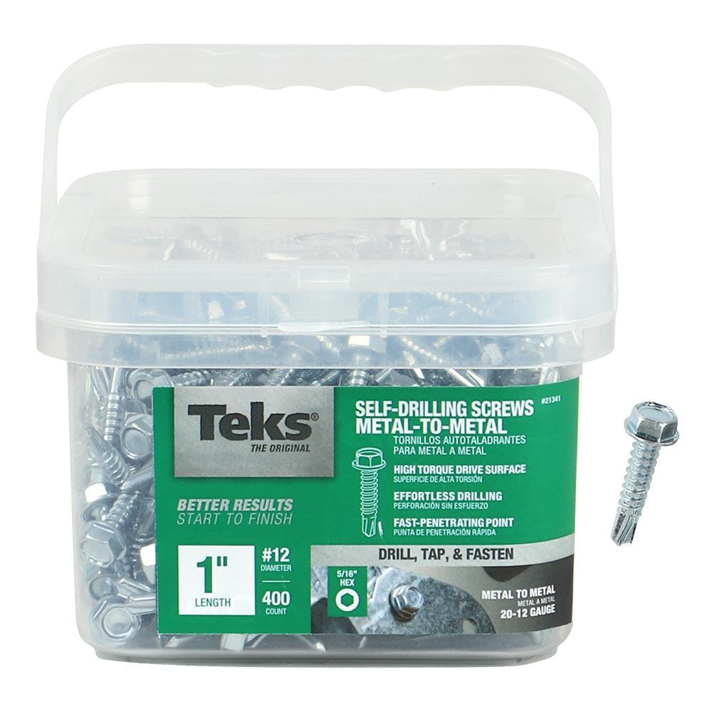 Teks 21341 #12 x 1-in Socket hex -Drive Self-drilling Sheet Metal Screws 400 -Count