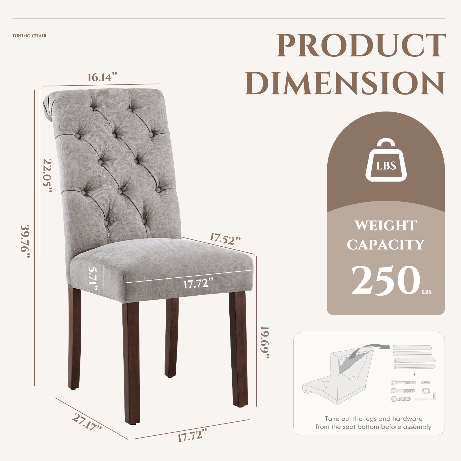 Malol B242-LGY Dining-Chairs - View #2