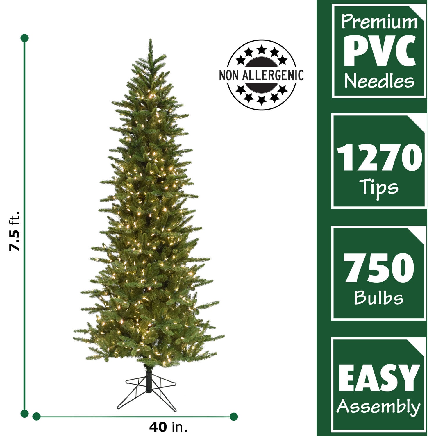 Carmel Pine 7.5-Ft Artificial Christmas Tree with White Lights