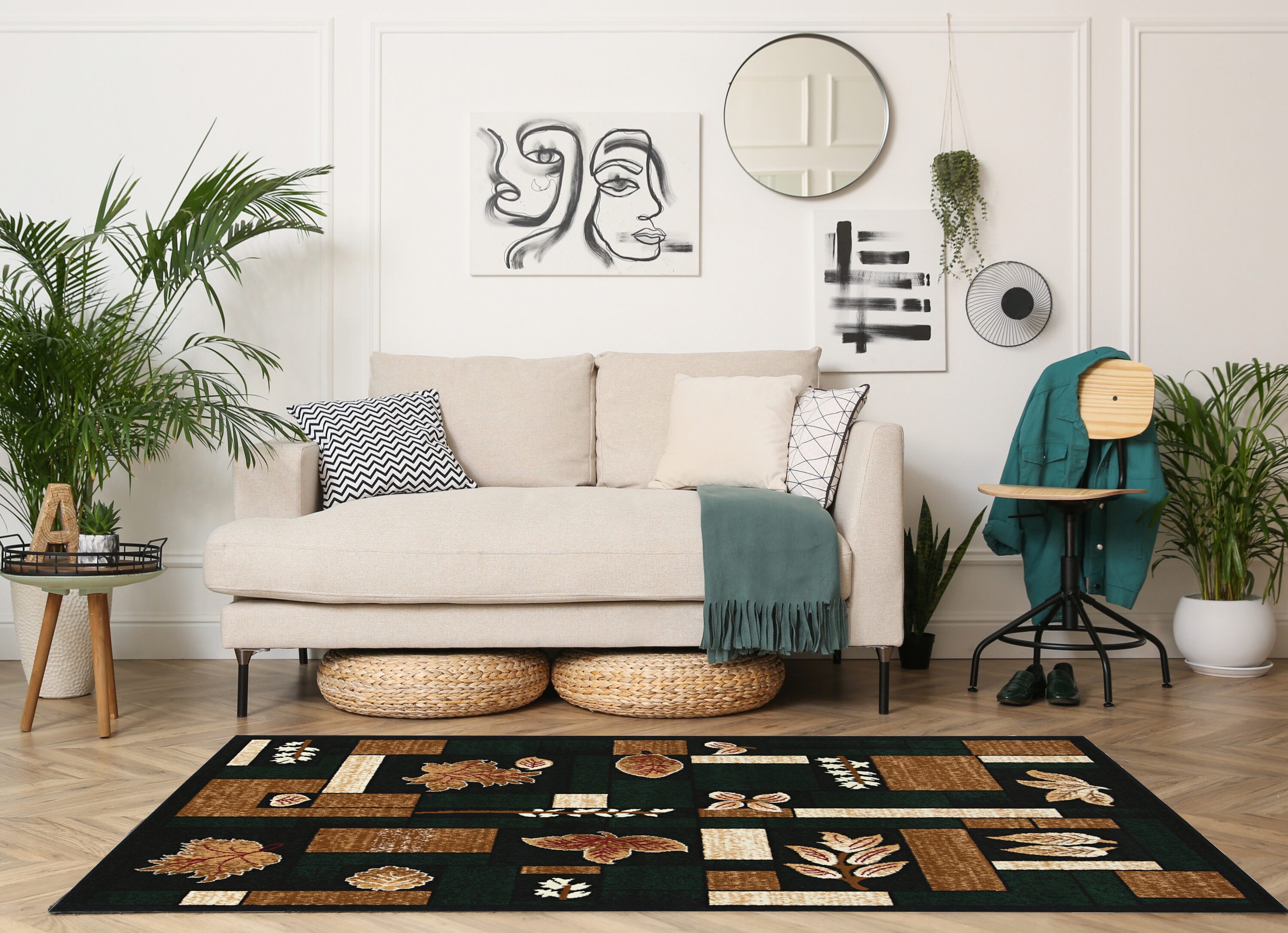 Linon RUG-BC0257 Capri 5 x 7 Multiple Colors Indoor Abstract Mid-century Modern Area Rug