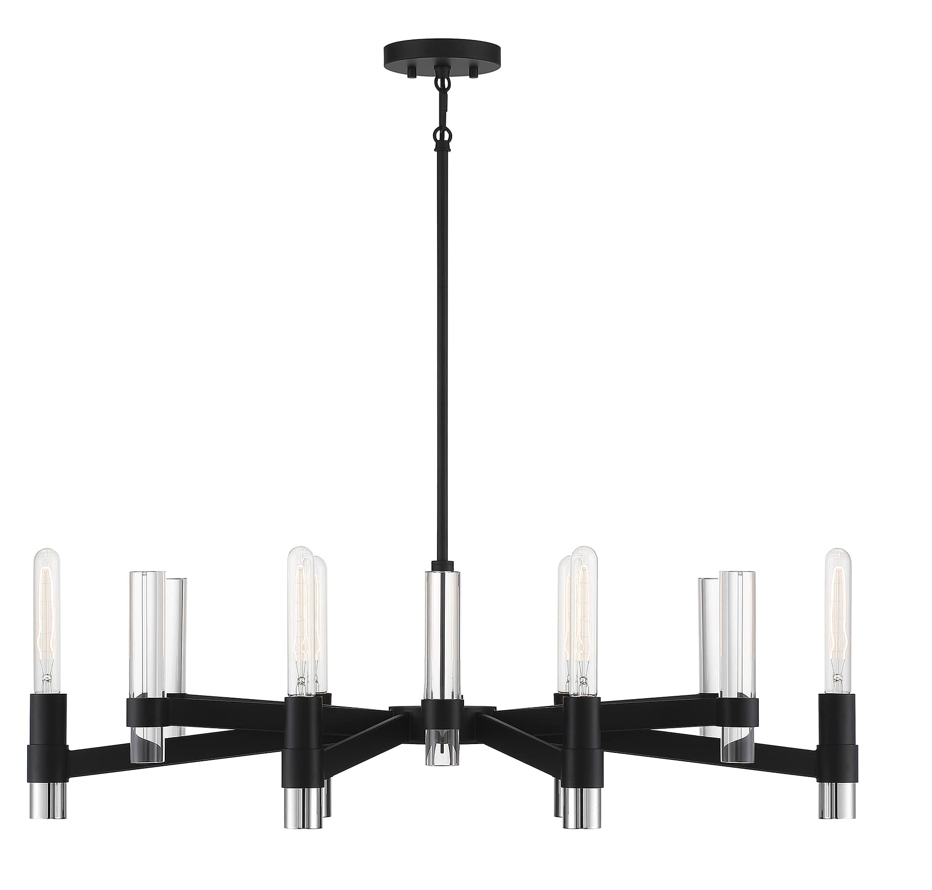 Savoy House L1-2961-6-189 Windamere 6-Light Linear Chandelier in Textured Black with Polished Nickel Accents